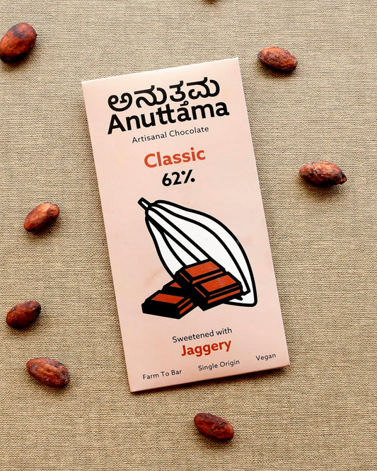 62% Cocoa | Classic Plain | Sweetened with Jaggery