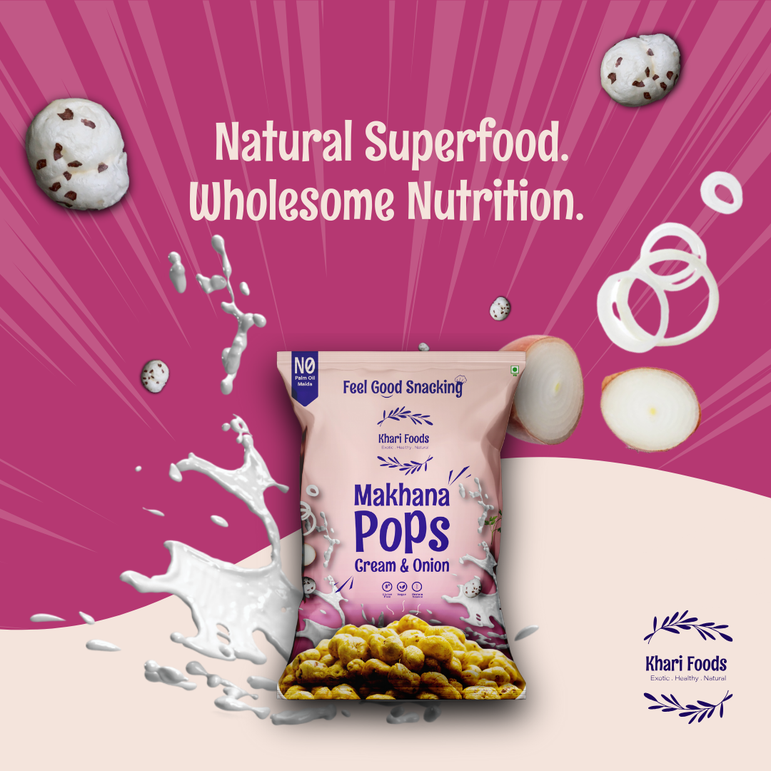Premium Flavoured Makhana Crunchy & Roasted Makhana Pops (Cream & Onion)
