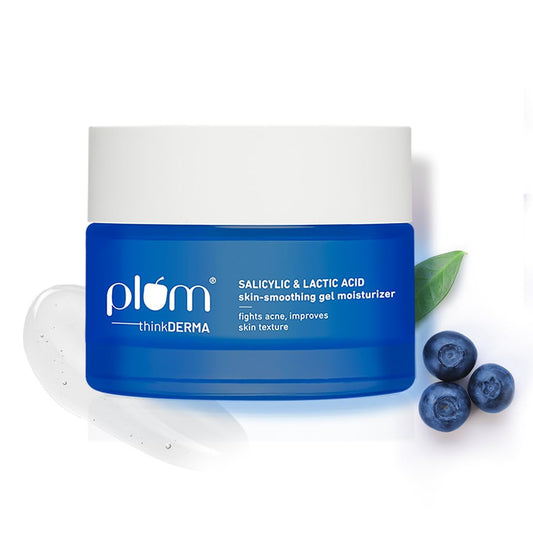 Plum Salicylic & Lactic Acid Skin-smoothing Gel Moisturizer | Fights Acne | Improves Skin Texture | Hydrates & Smoothens Skin | Lightweight Gel-based | 100% Vegan | 50g