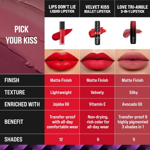 12 H Love Tri-Angle 3 In 1 Matte Lipstick