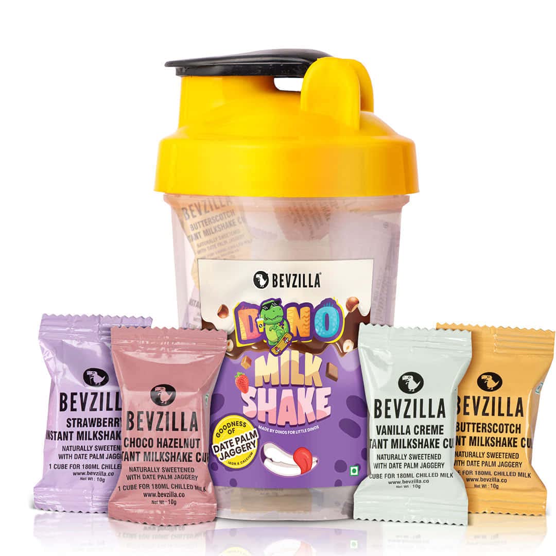 Strawberry, Butterscotch, Choco Hazelnut & Vanilla Instant Milkshake Cubes & Bottle
