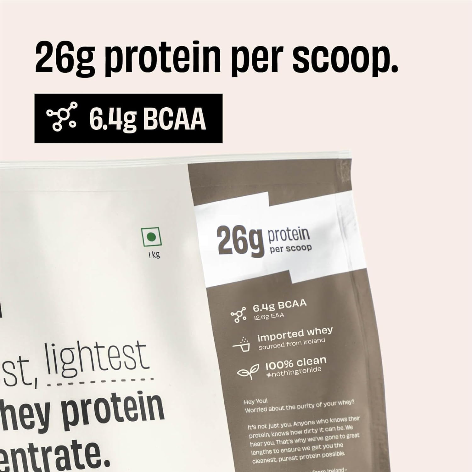 Unflavoured Raw Whey Protein Concentrate 26g
