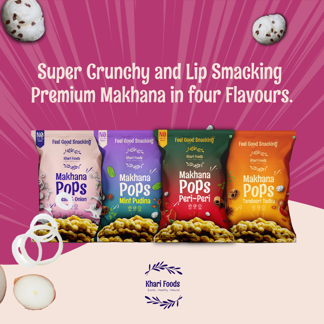 Premium Flavoured Makhana Crunchy & Roasted Makhana Pops (Cream & Onion)