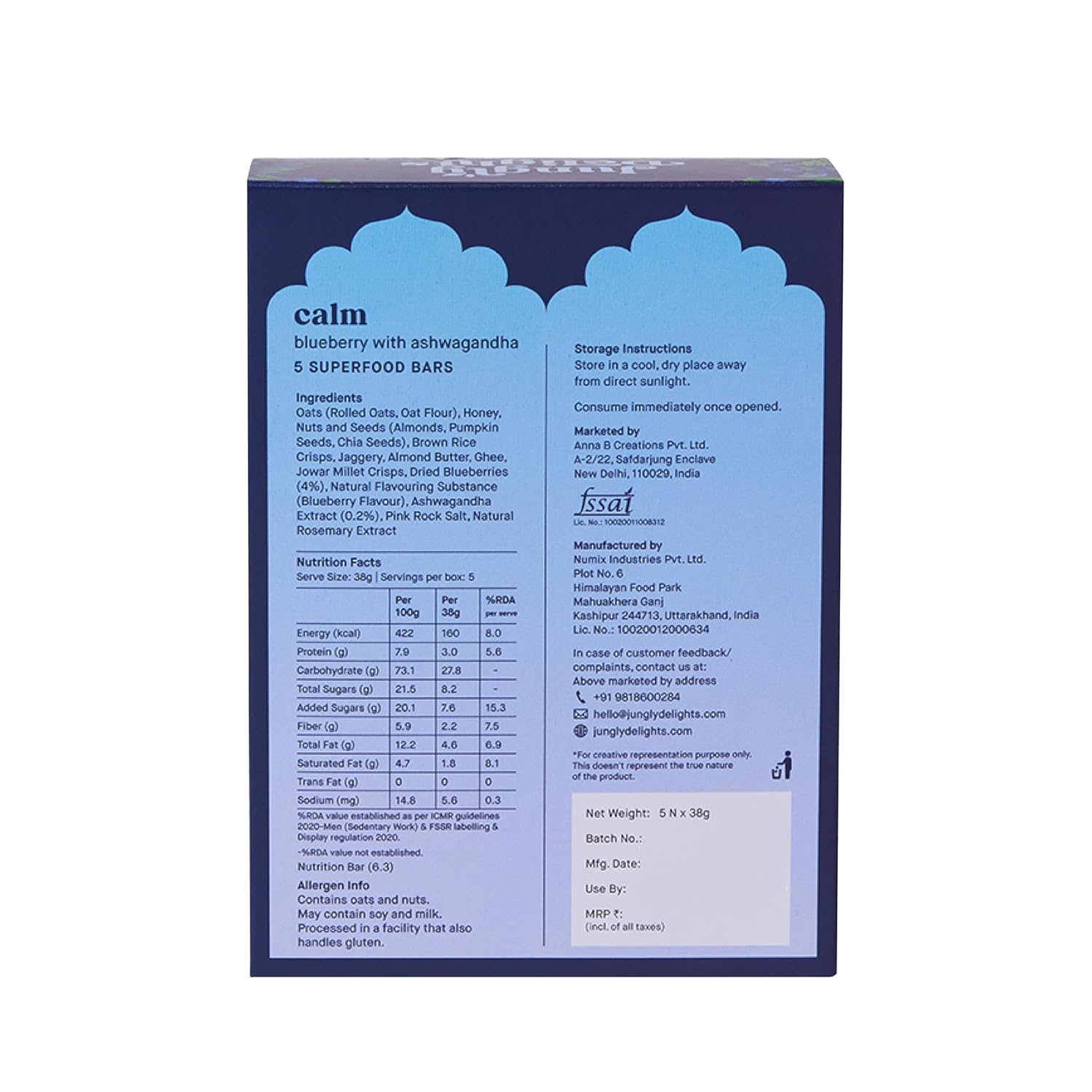Blueberry with Ashwagandha bars