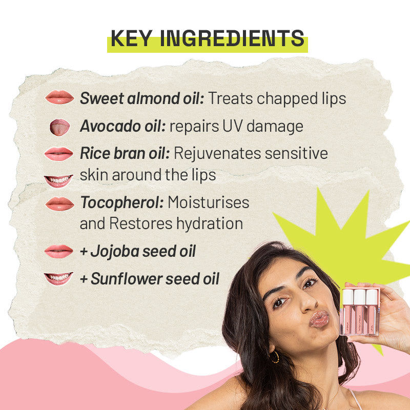 Korean AM Lip Care: Moisturizing Balm, Hydrating Oil & Tinted Balm