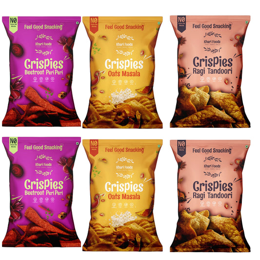 Healthy Crispies Combo, Tandoori Ragi, Peri Peri Beetroot, Masala Oats Chips (Assorted)