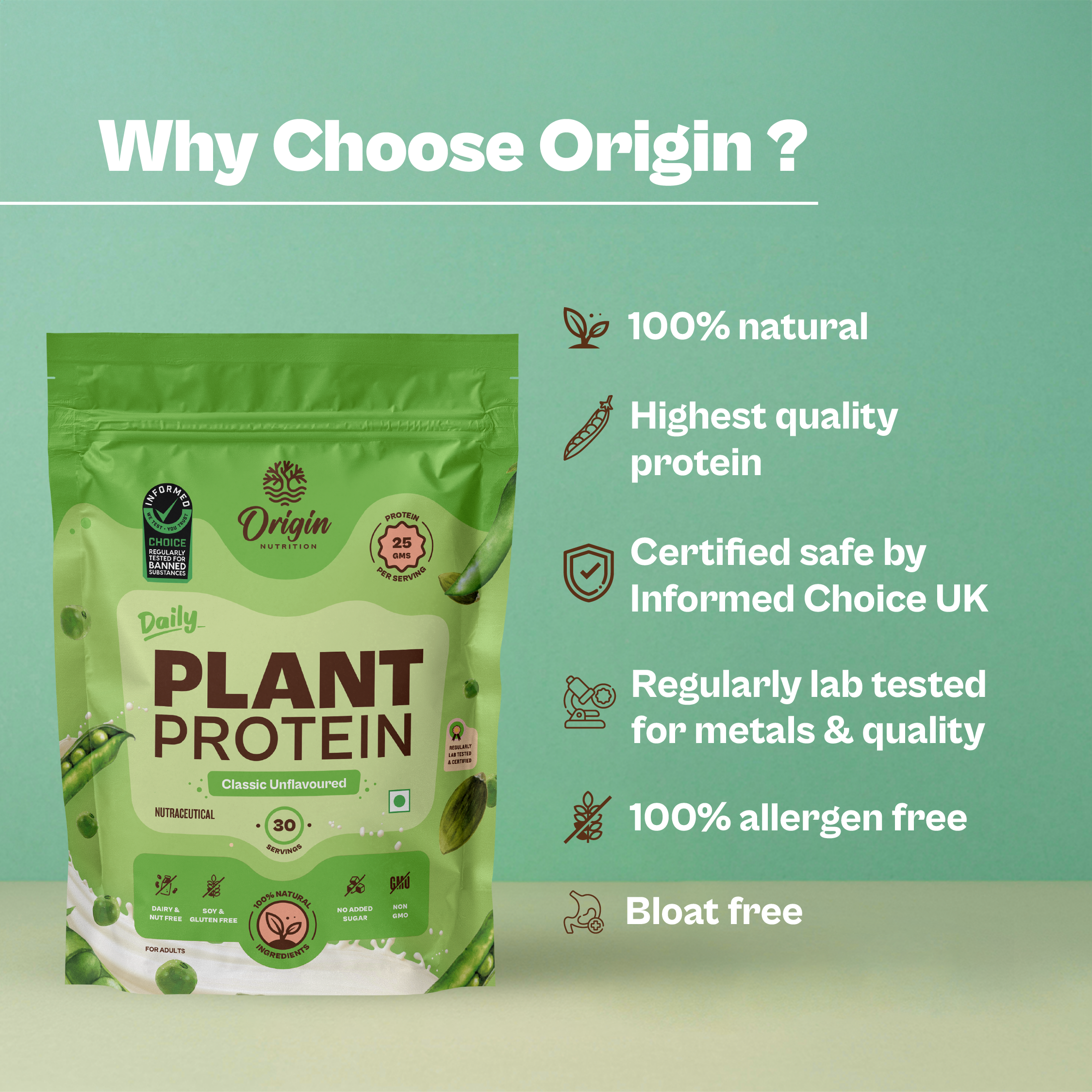 Unflavoured Natural Plant Protein Powder