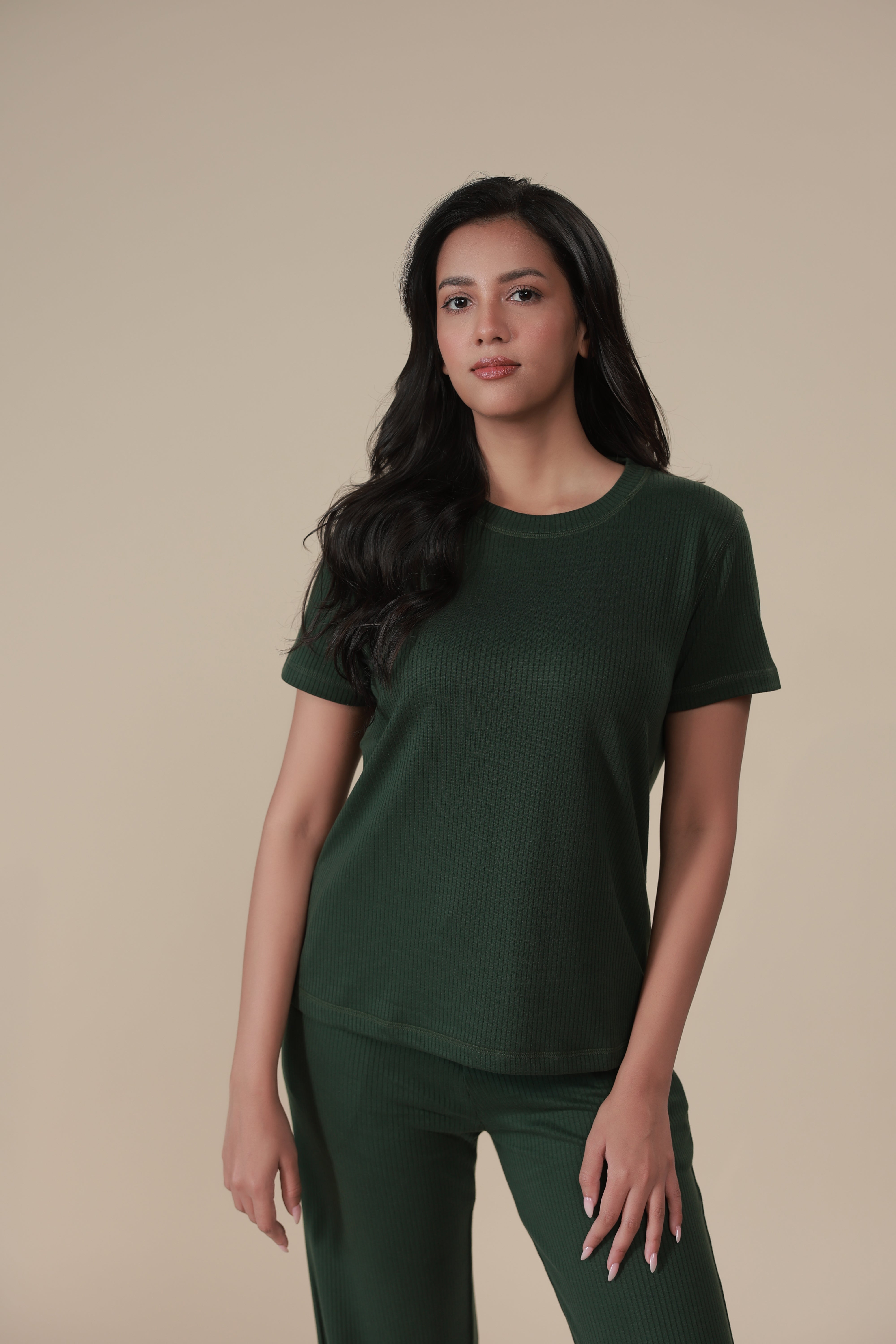 Pine Green Ribbed Lounge Pants