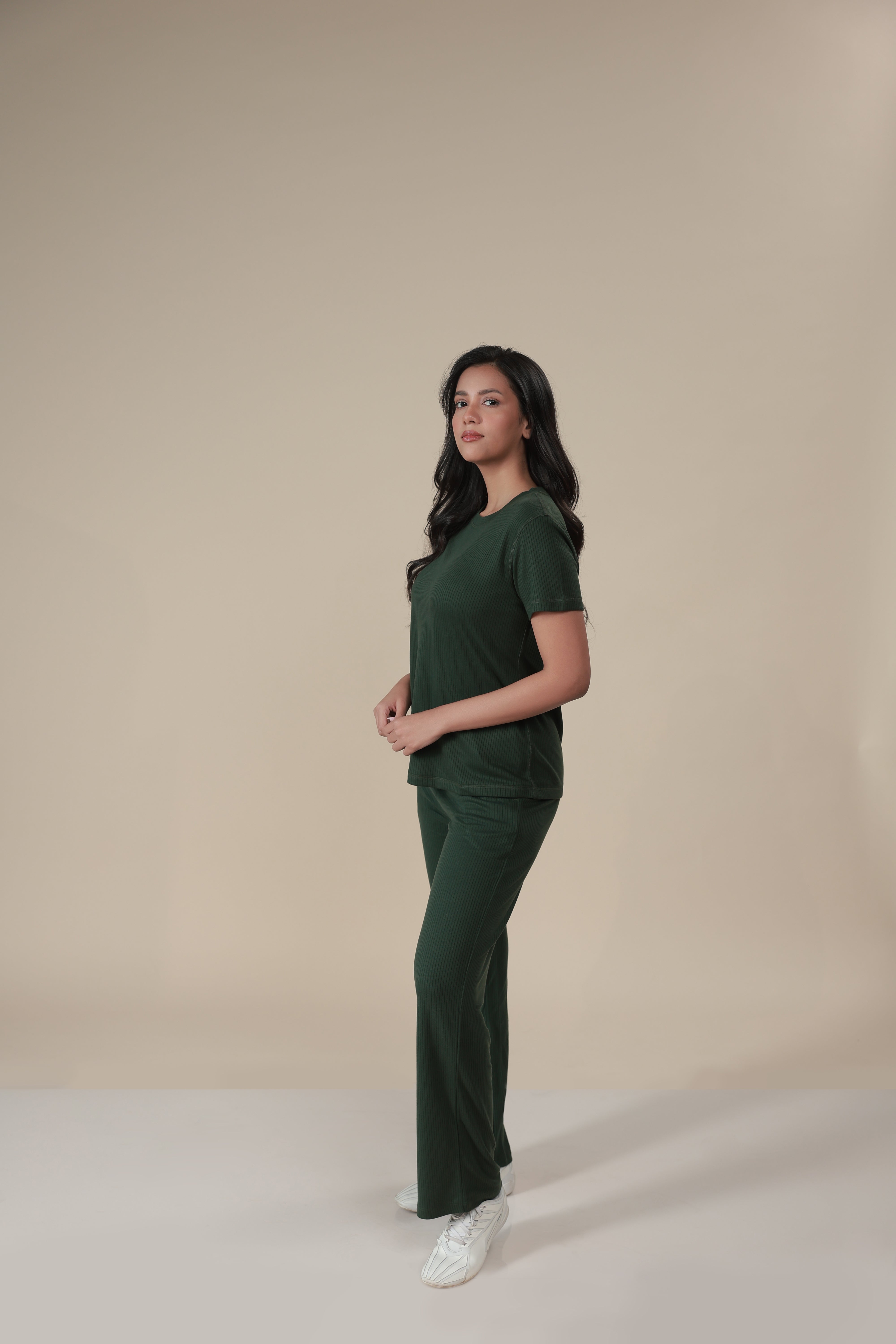 Pine Green Ribbed Lounge Pants