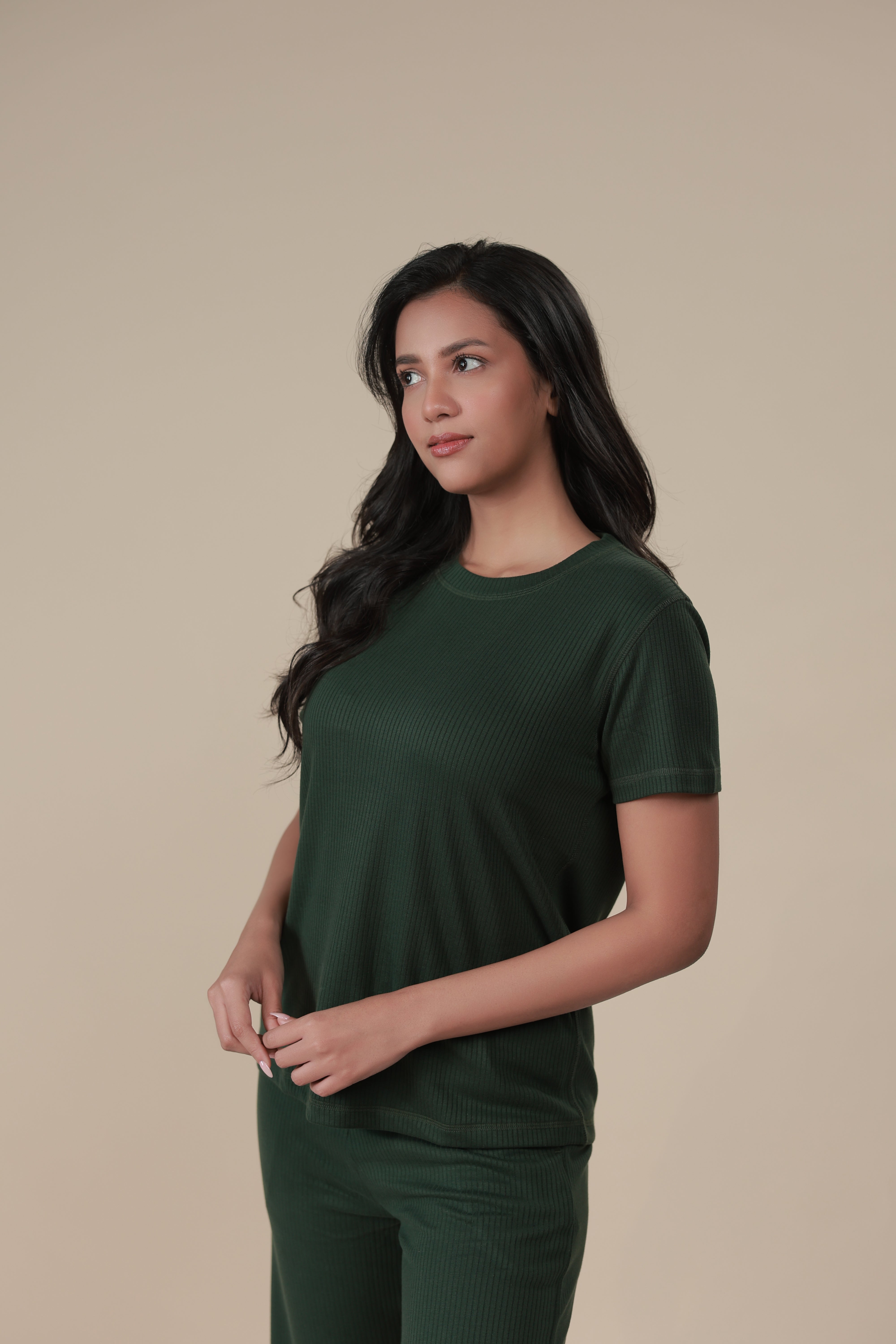 Pine Green Ribbed Lounge Pants