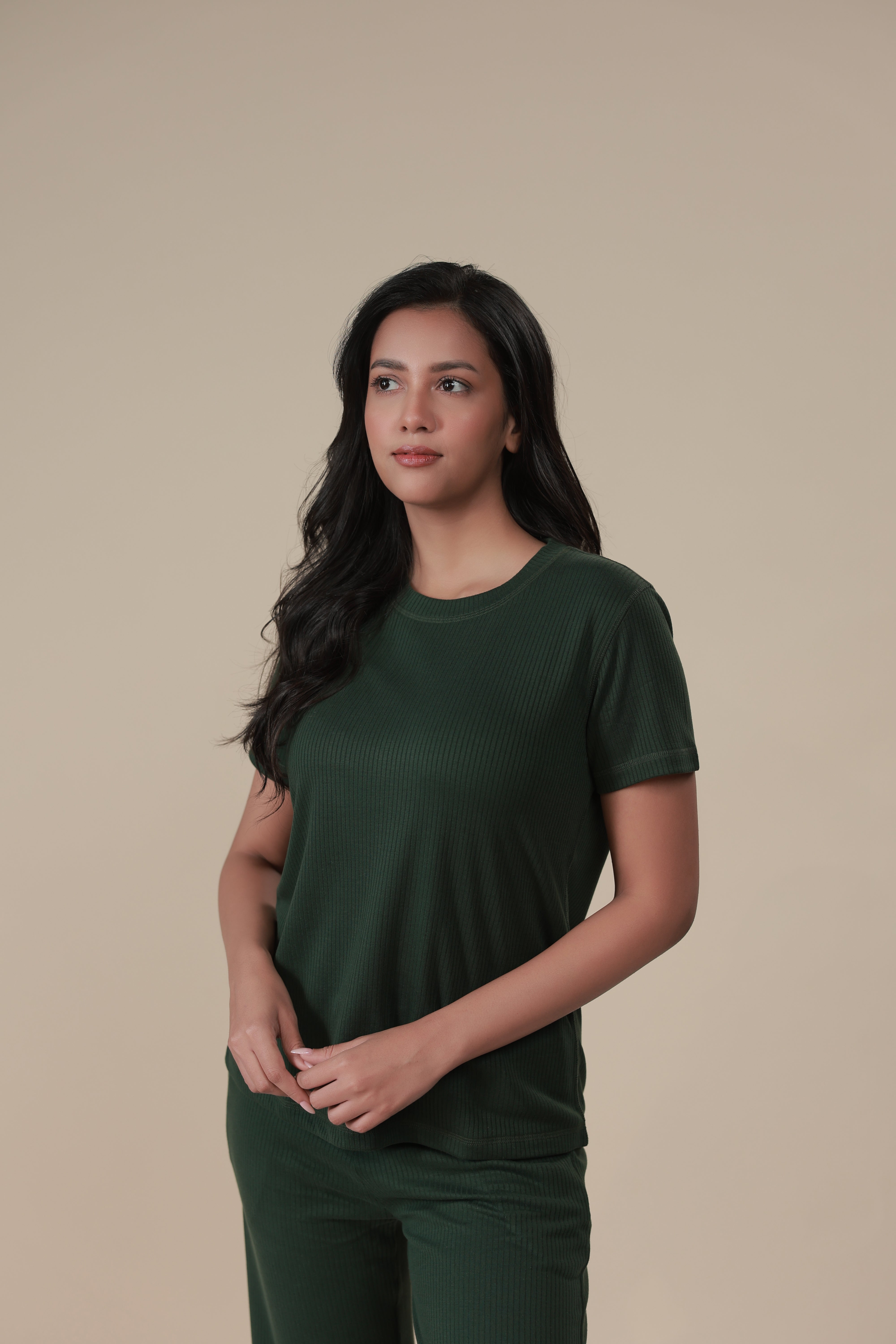 Pine Green Ribbed Lounge Pants