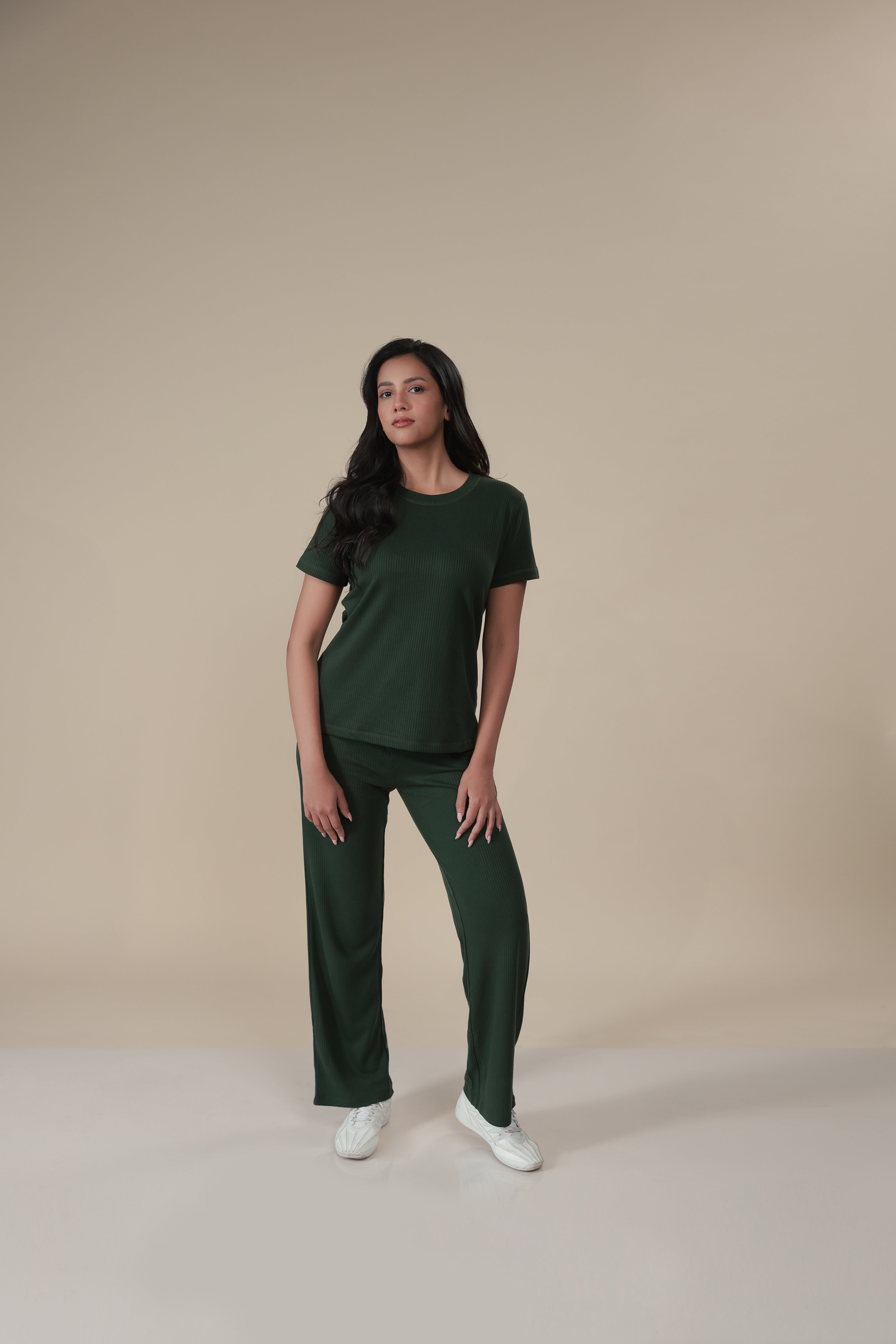 Pine Green Ribbed Lounge Pants