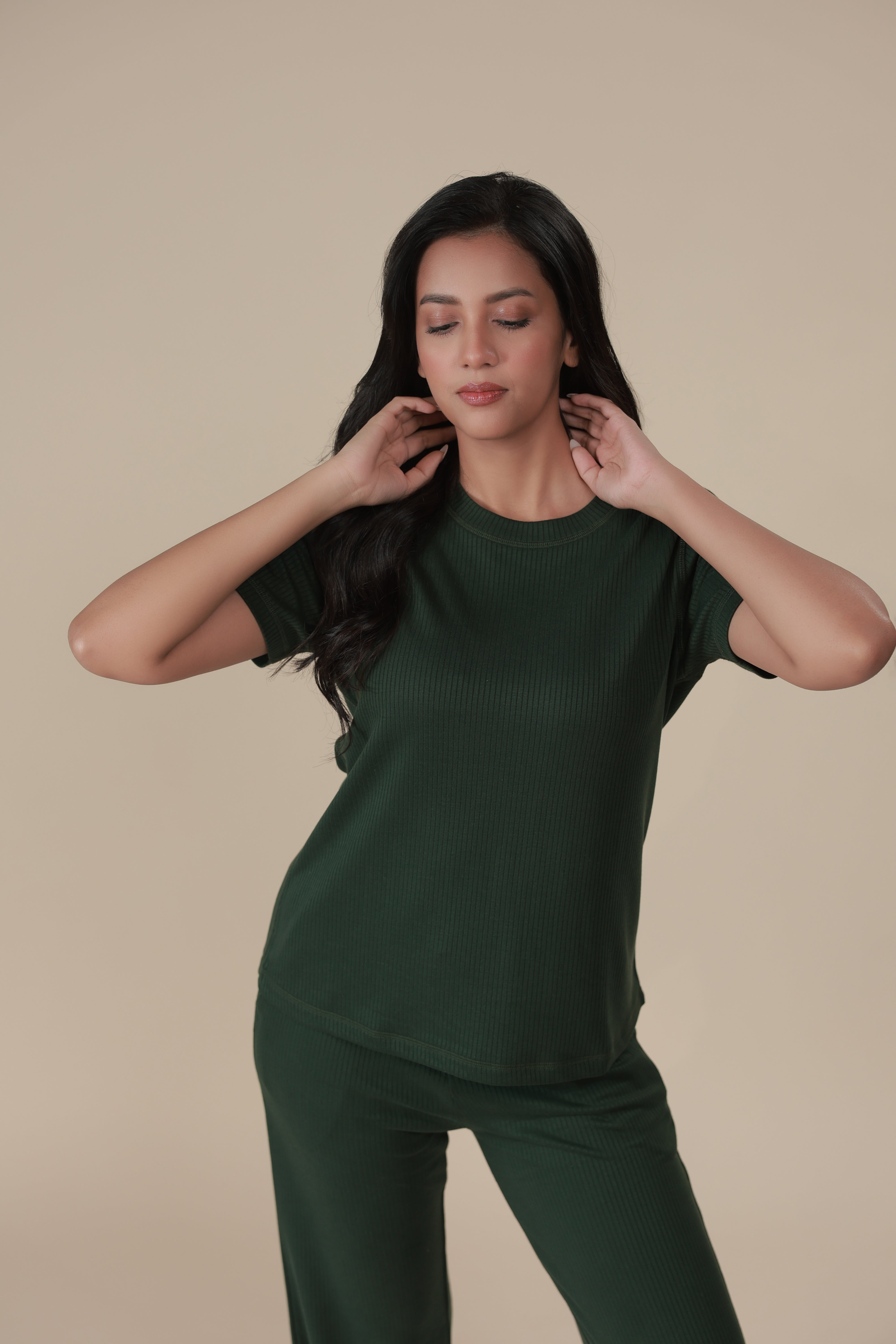 Pine Green Ribbed Lounge Pants