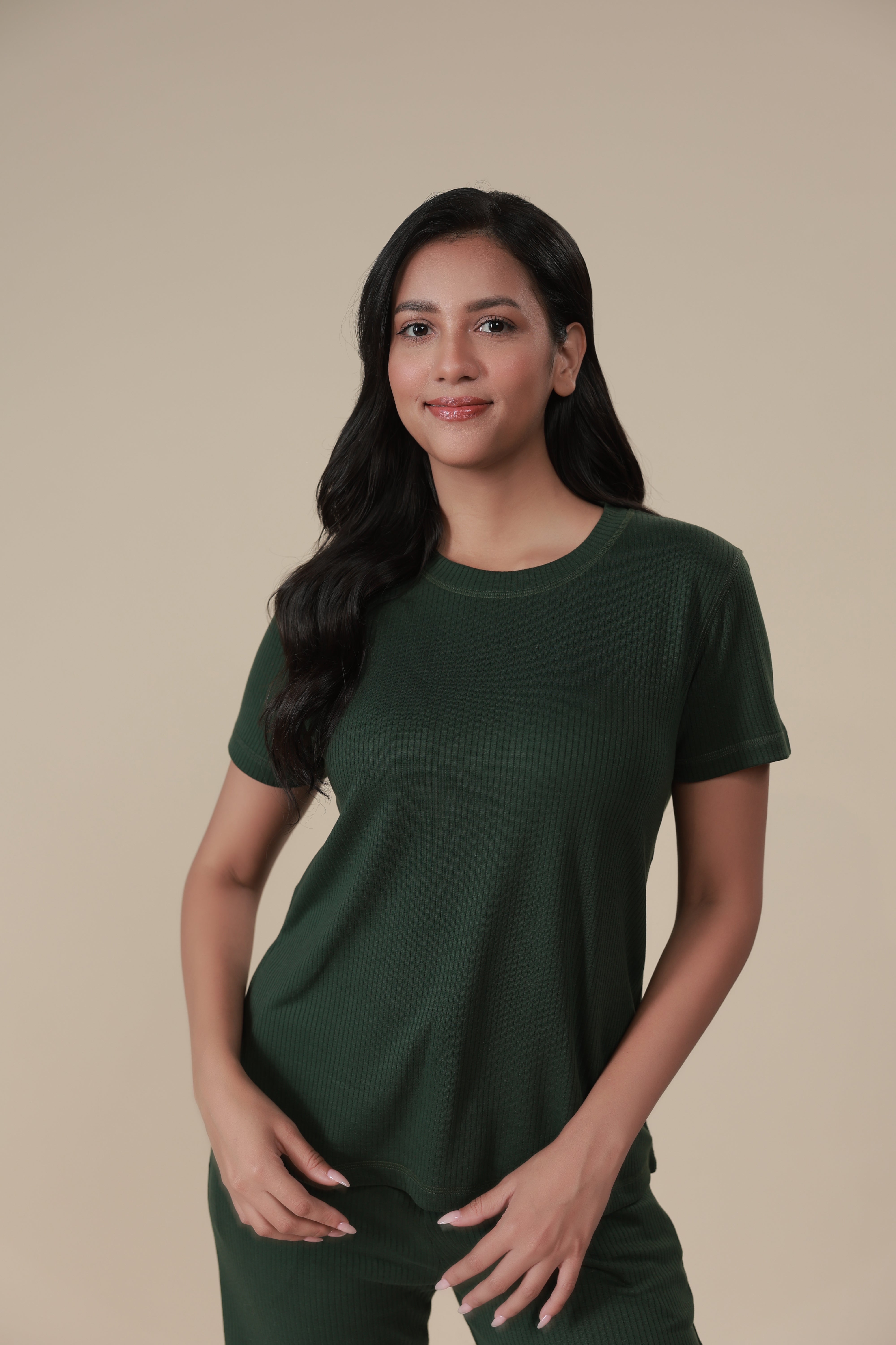 Pine Green Ribbed Lounge Pants