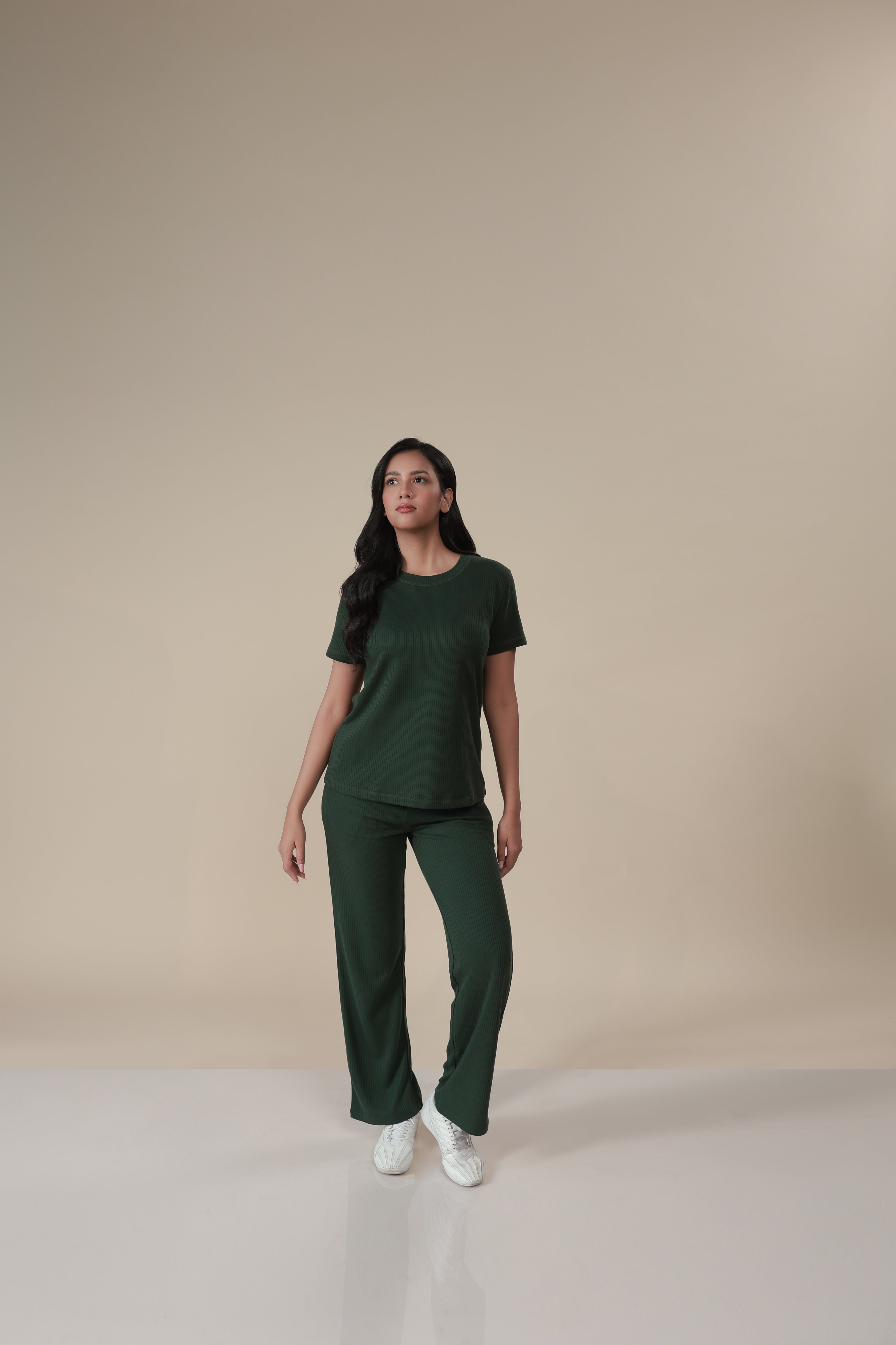 Pine Green Ribbed Lounge Pants
