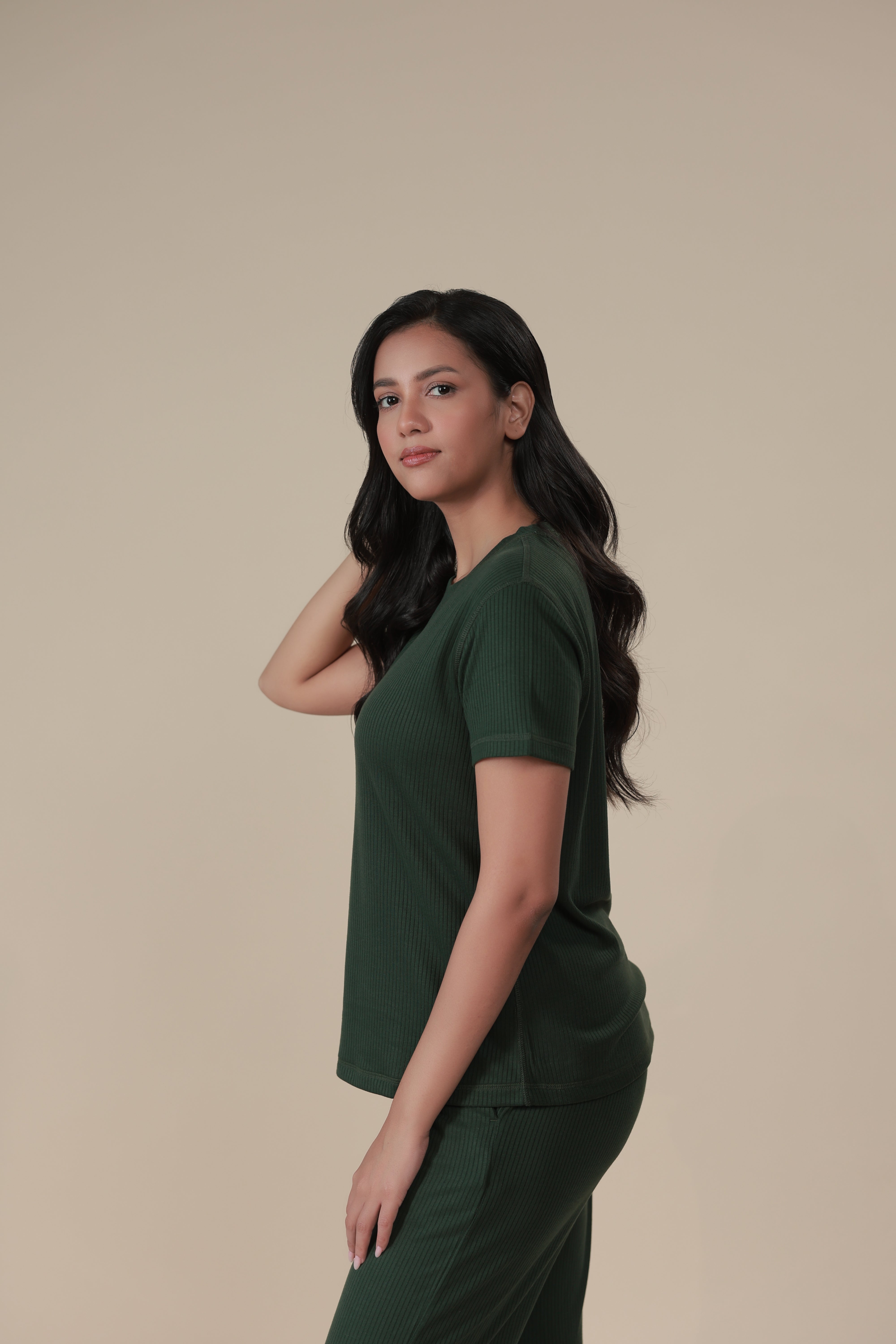 Pine Green Ribbed Lounge Pants