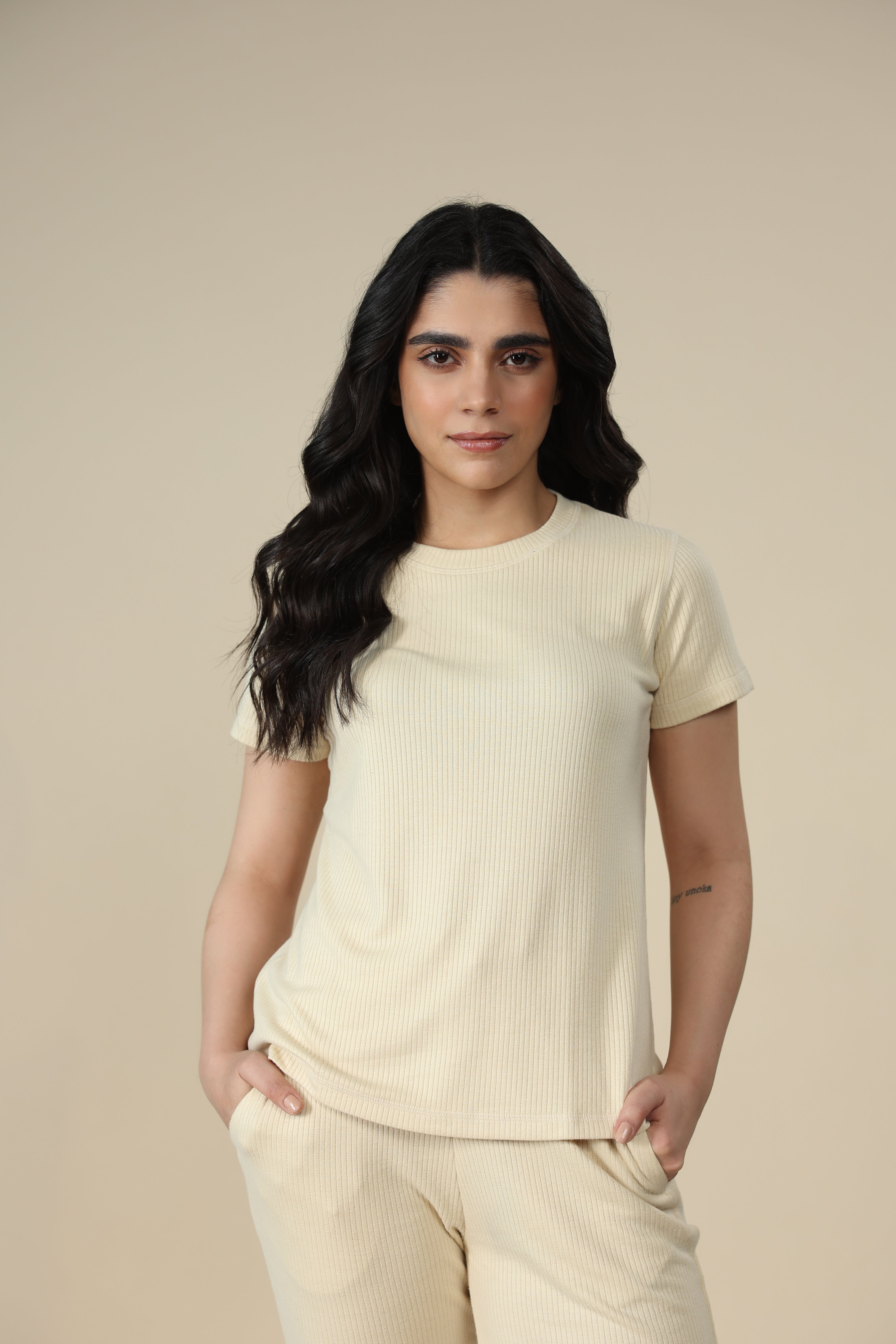 Sand Ribbed Lounge Pants