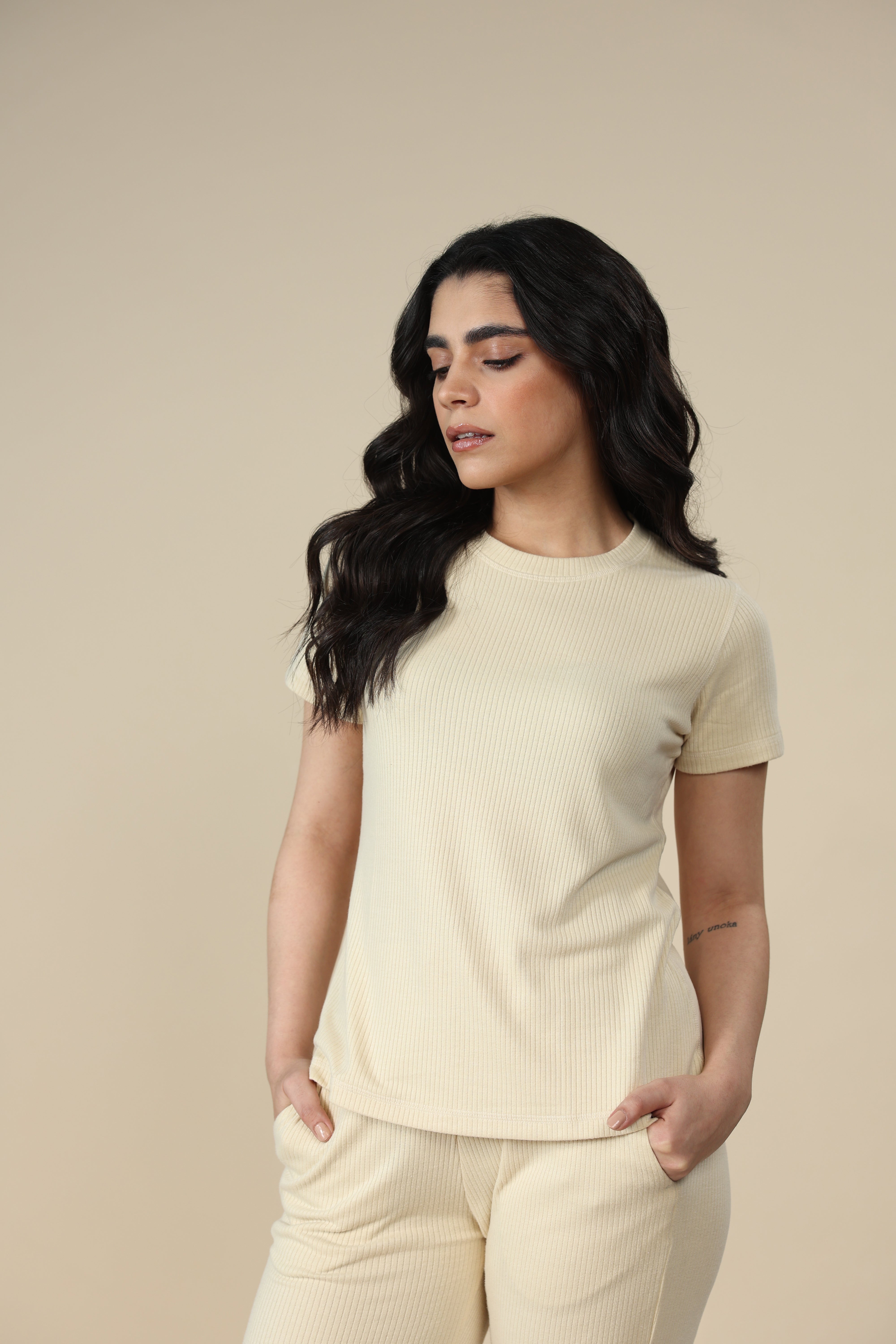 Sand Ribbed Lounge Pants