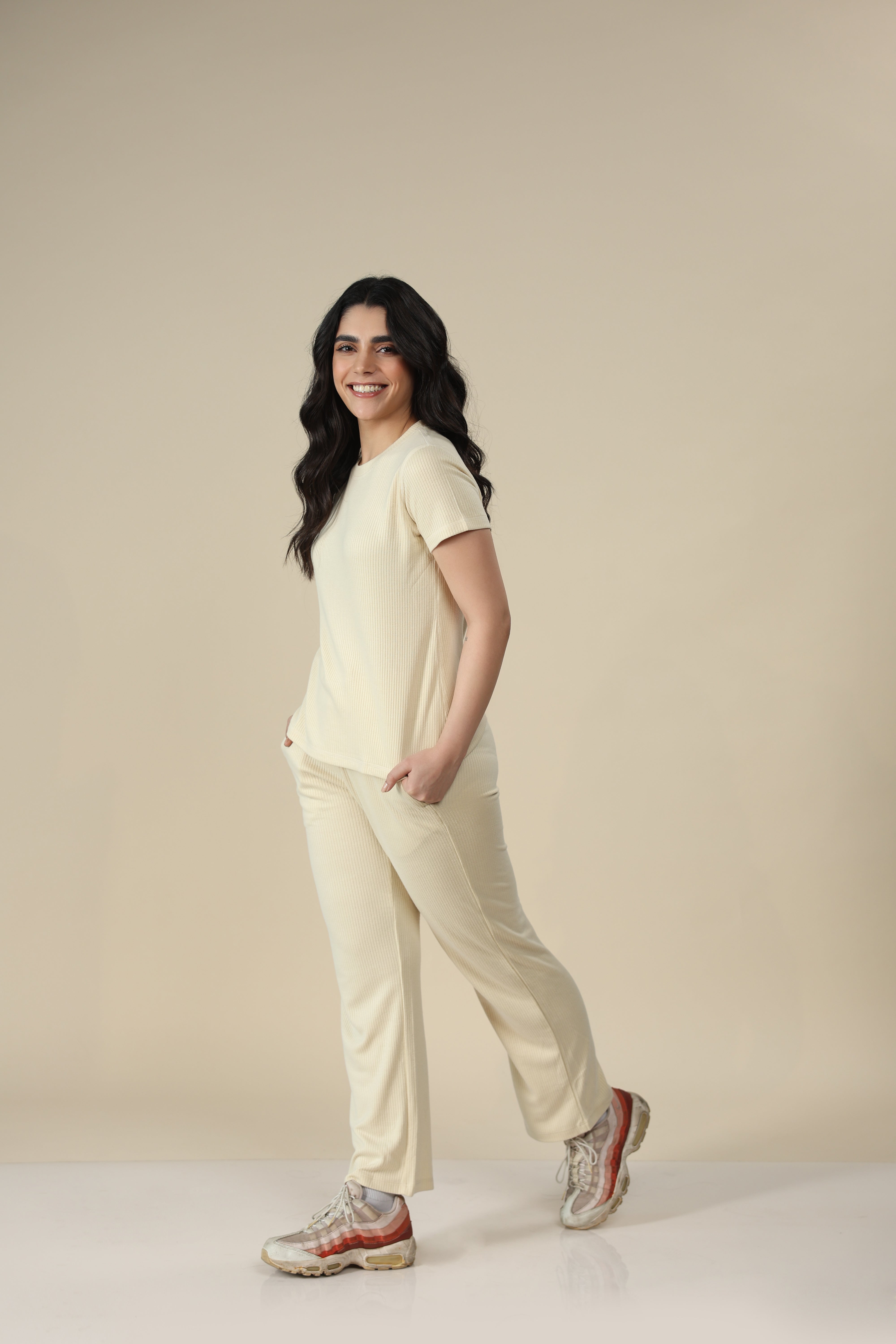 Sand Ribbed Lounge Pants