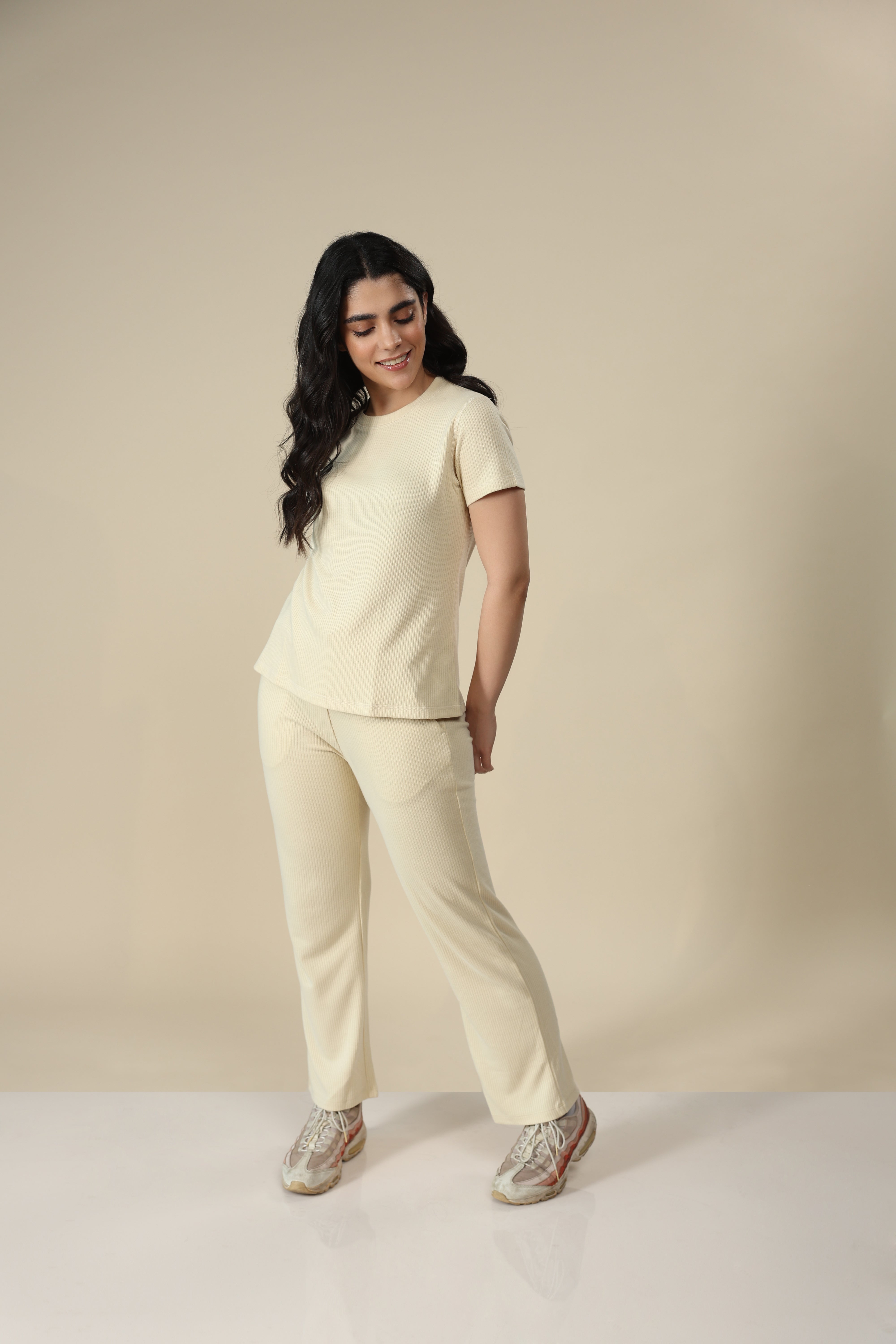 Sand Ribbed Lounge Pants