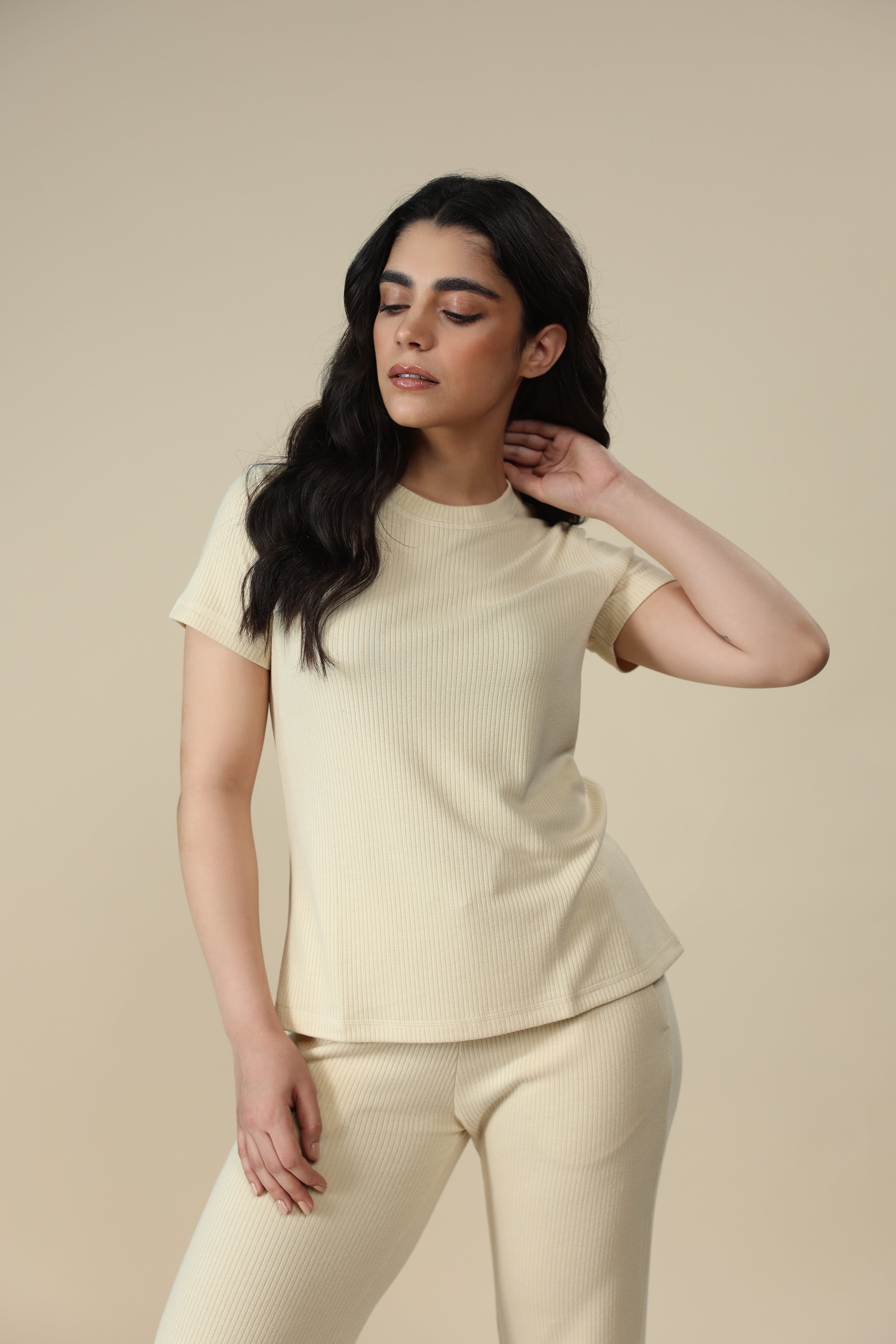 Sand Ribbed Lounge Pants