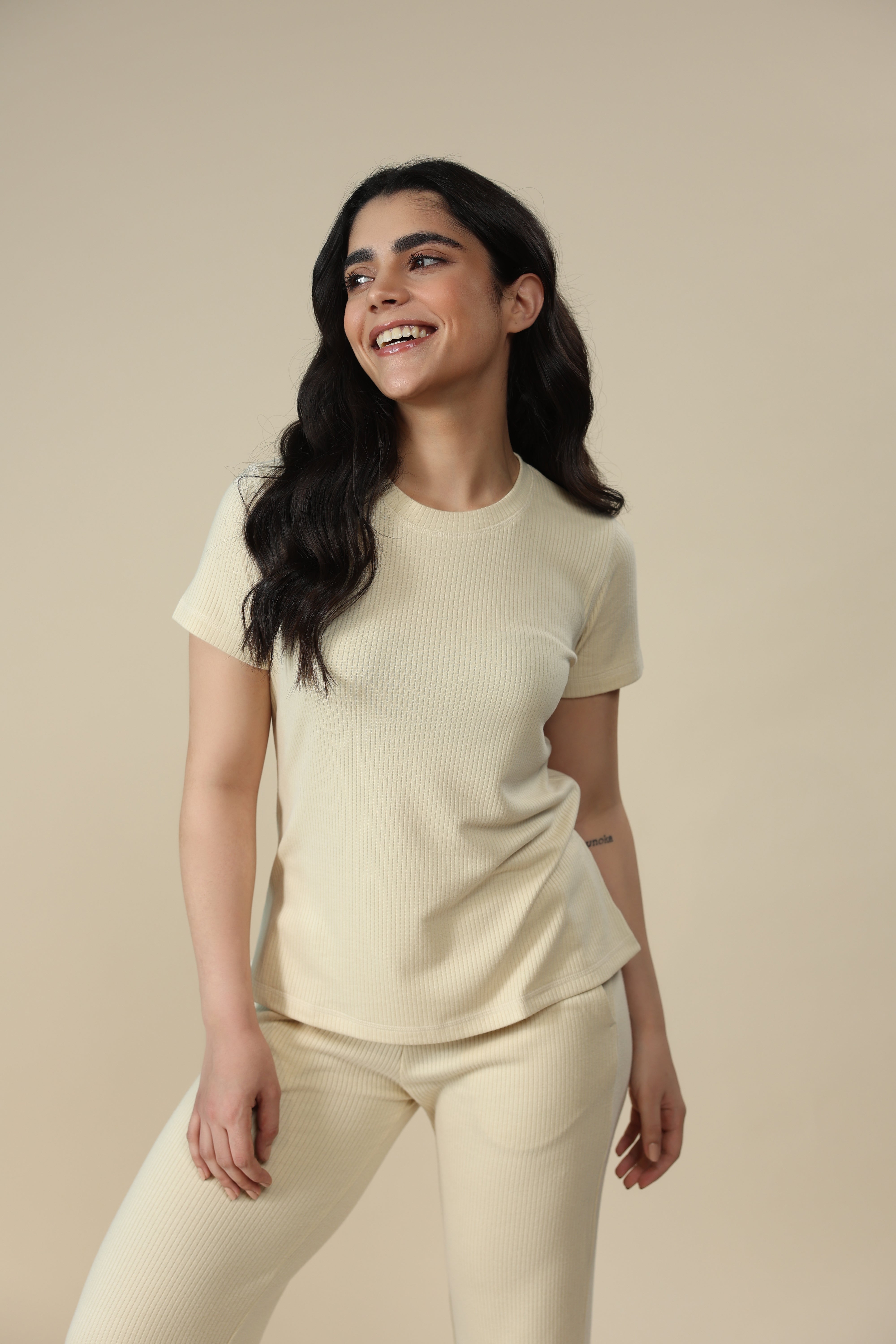 Sand Ribbed Lounge Pants