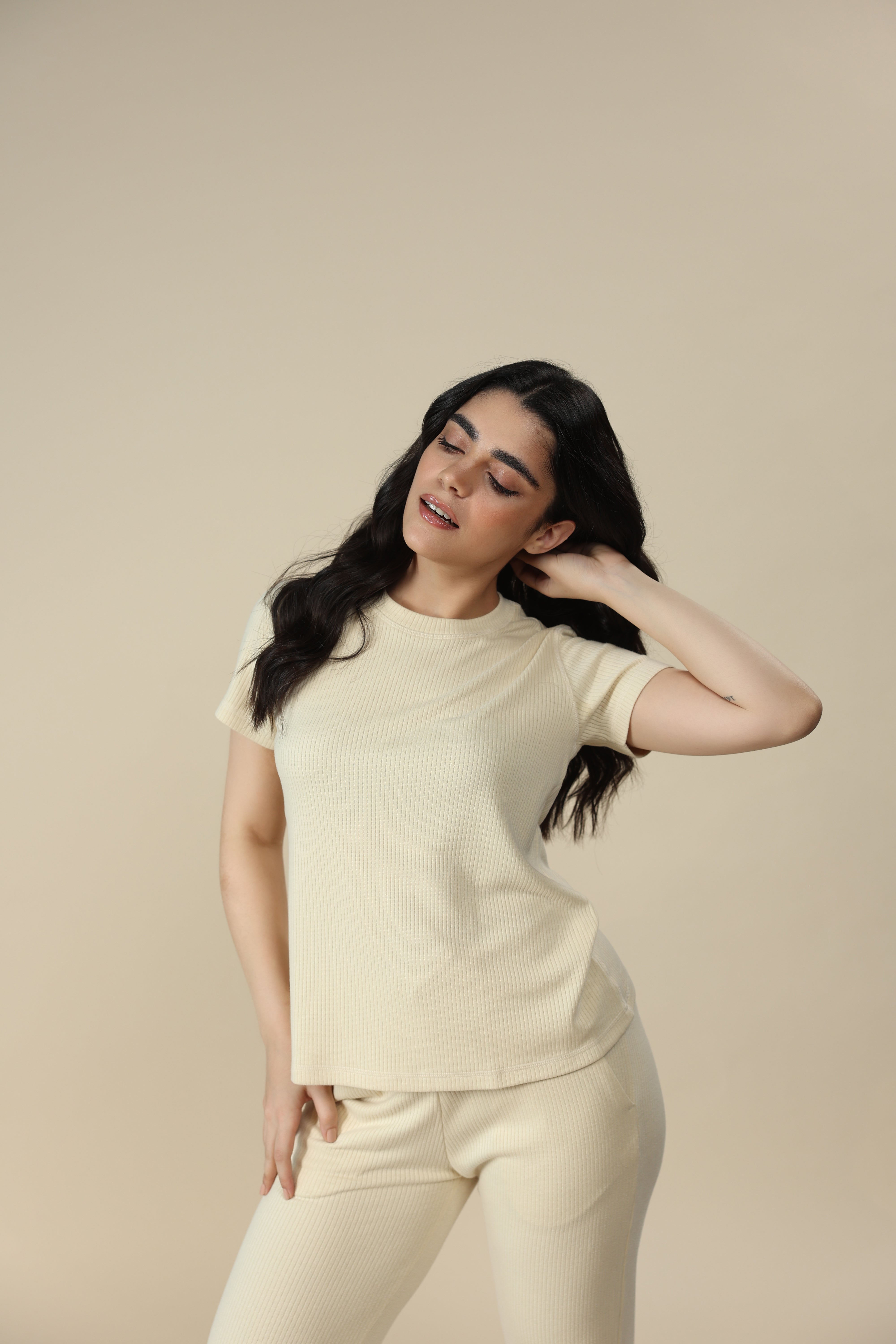Sand Ribbed Lounge Pants