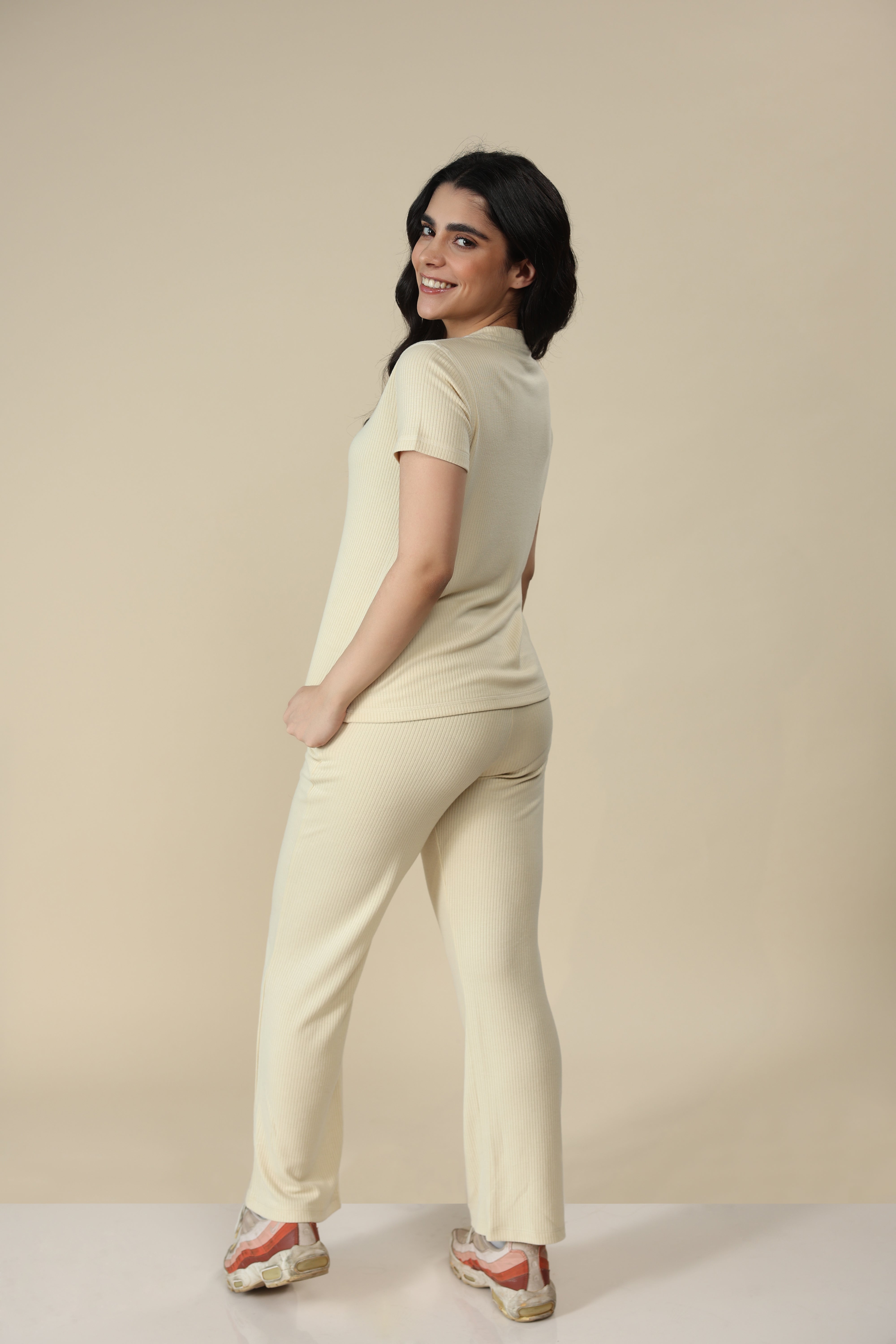 Sand Ribbed Lounge Pants
