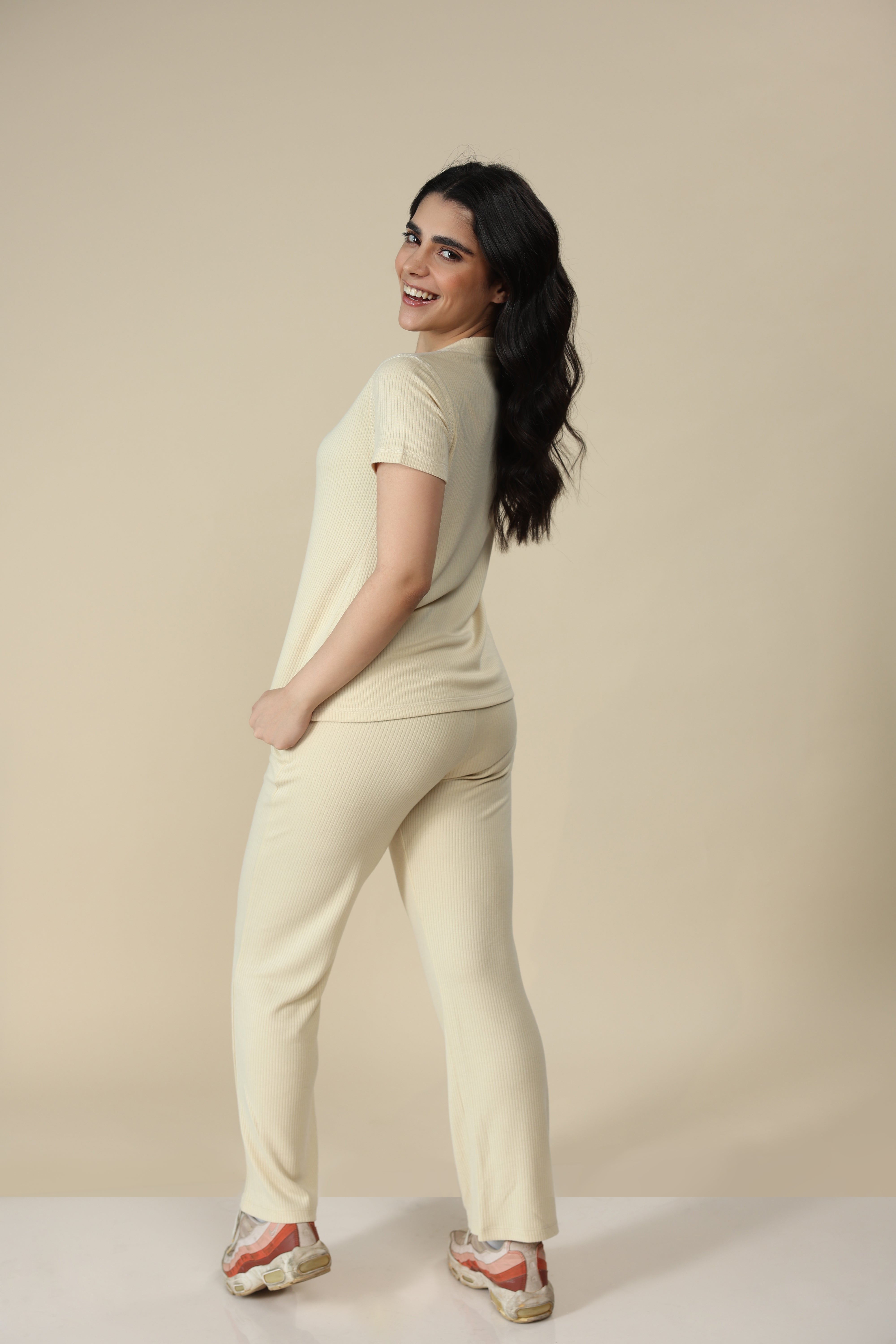 Sand Ribbed Lounge Pants