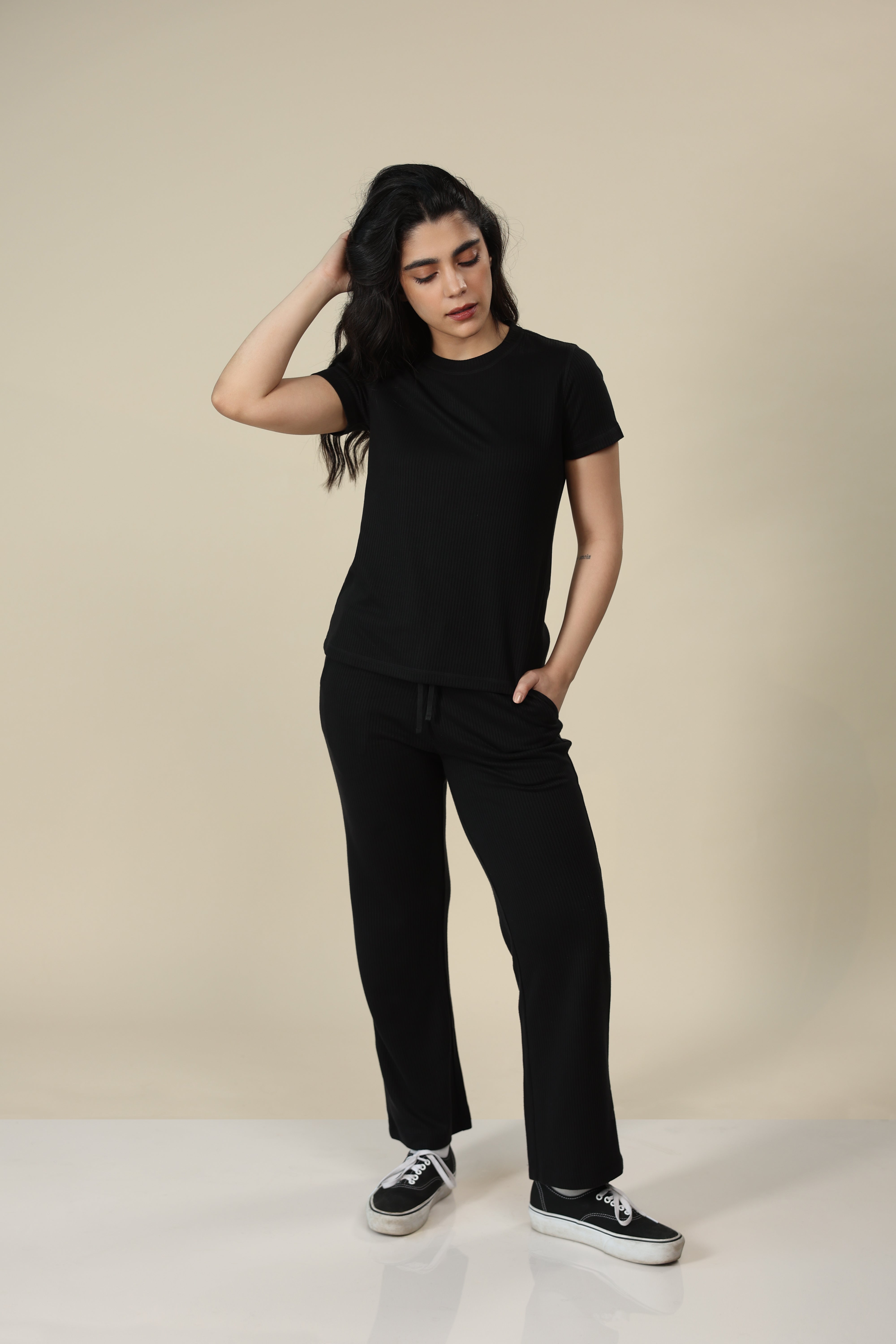 Carbon Black Ribbed Lounge Pants