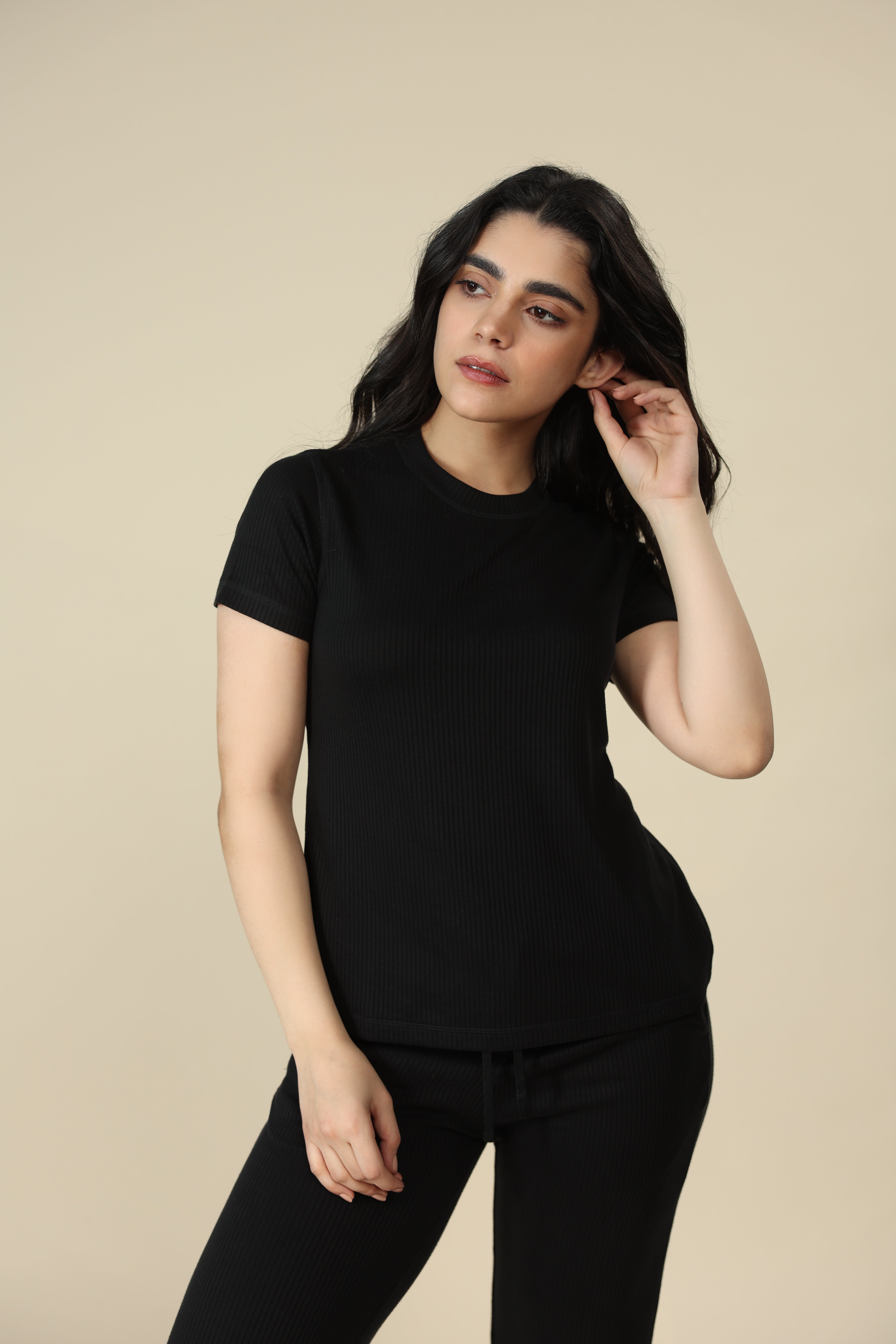 Carbon Black Ribbed Lounge Pants
