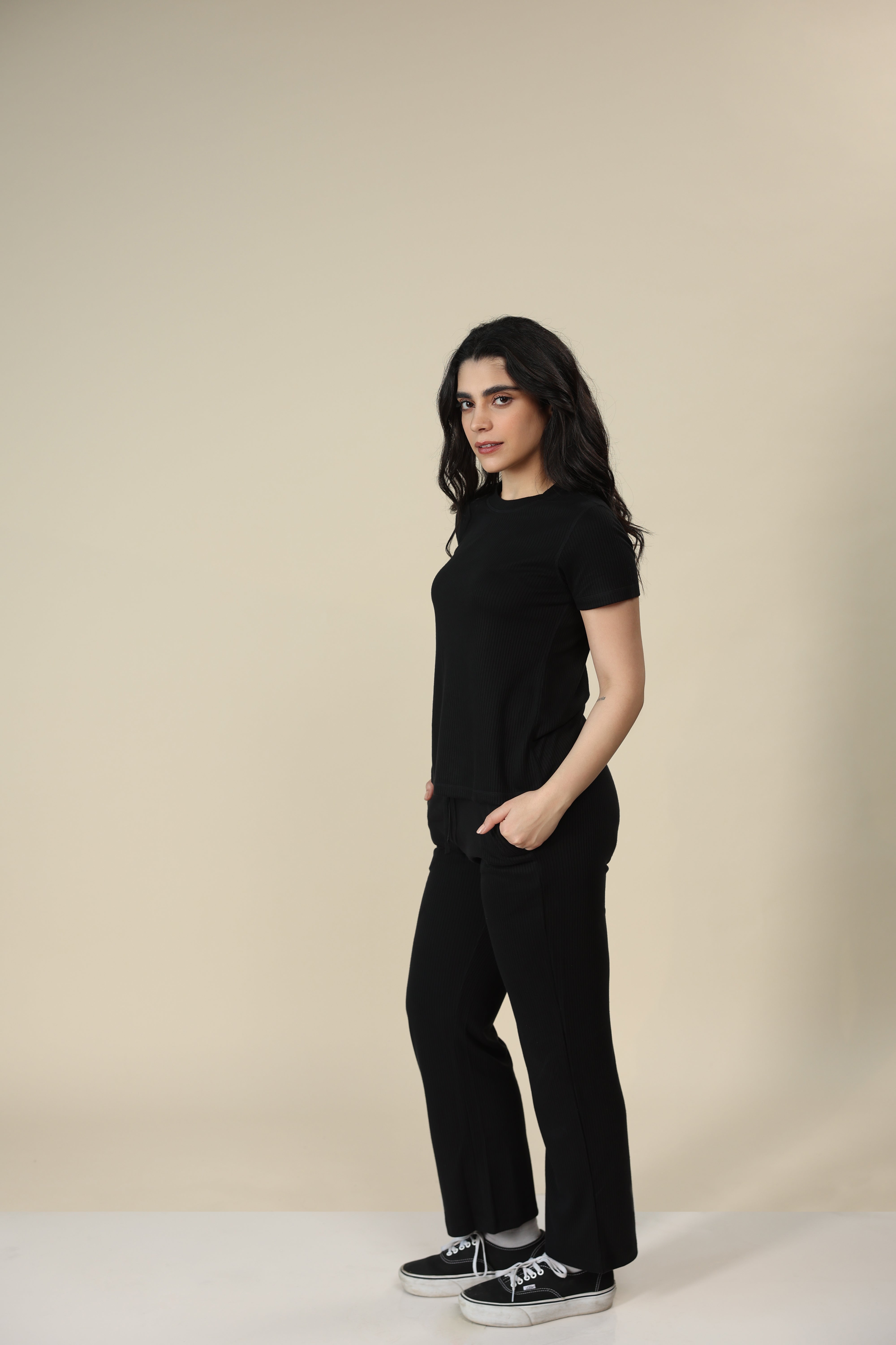 Carbon Black Ribbed Lounge Pants