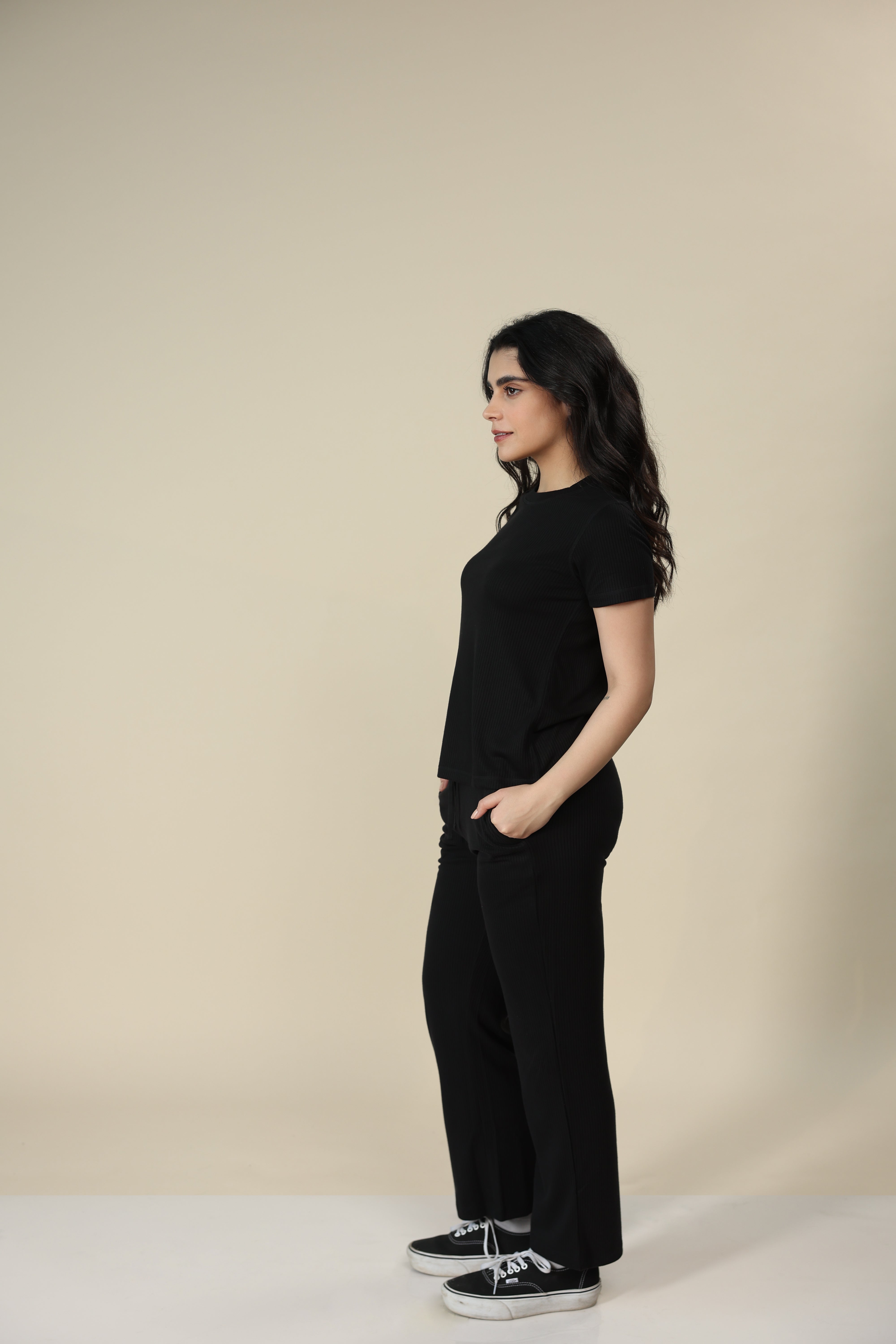 Carbon Black Ribbed Lounge Pants