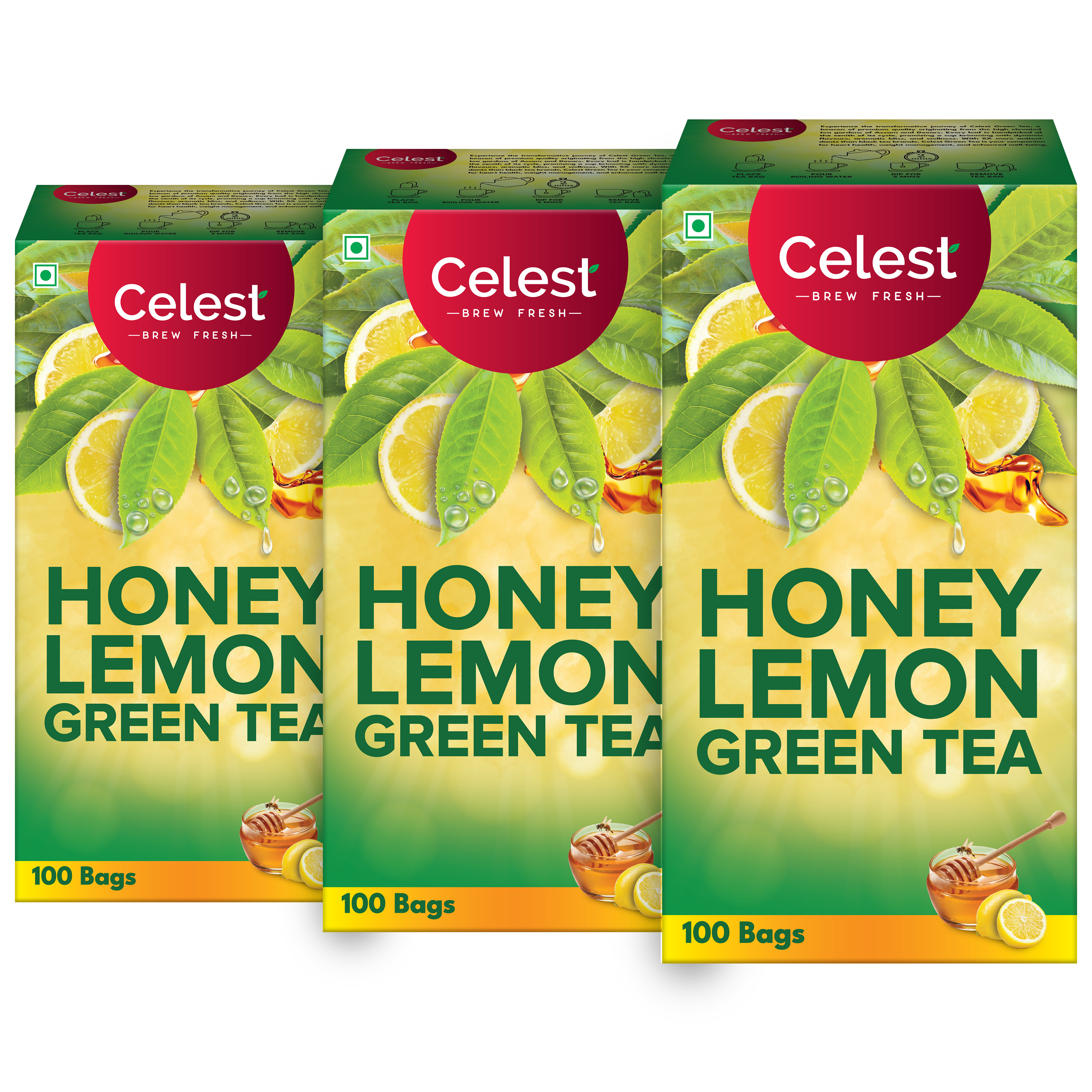 Celest Honey Lemon Green Tea Bags