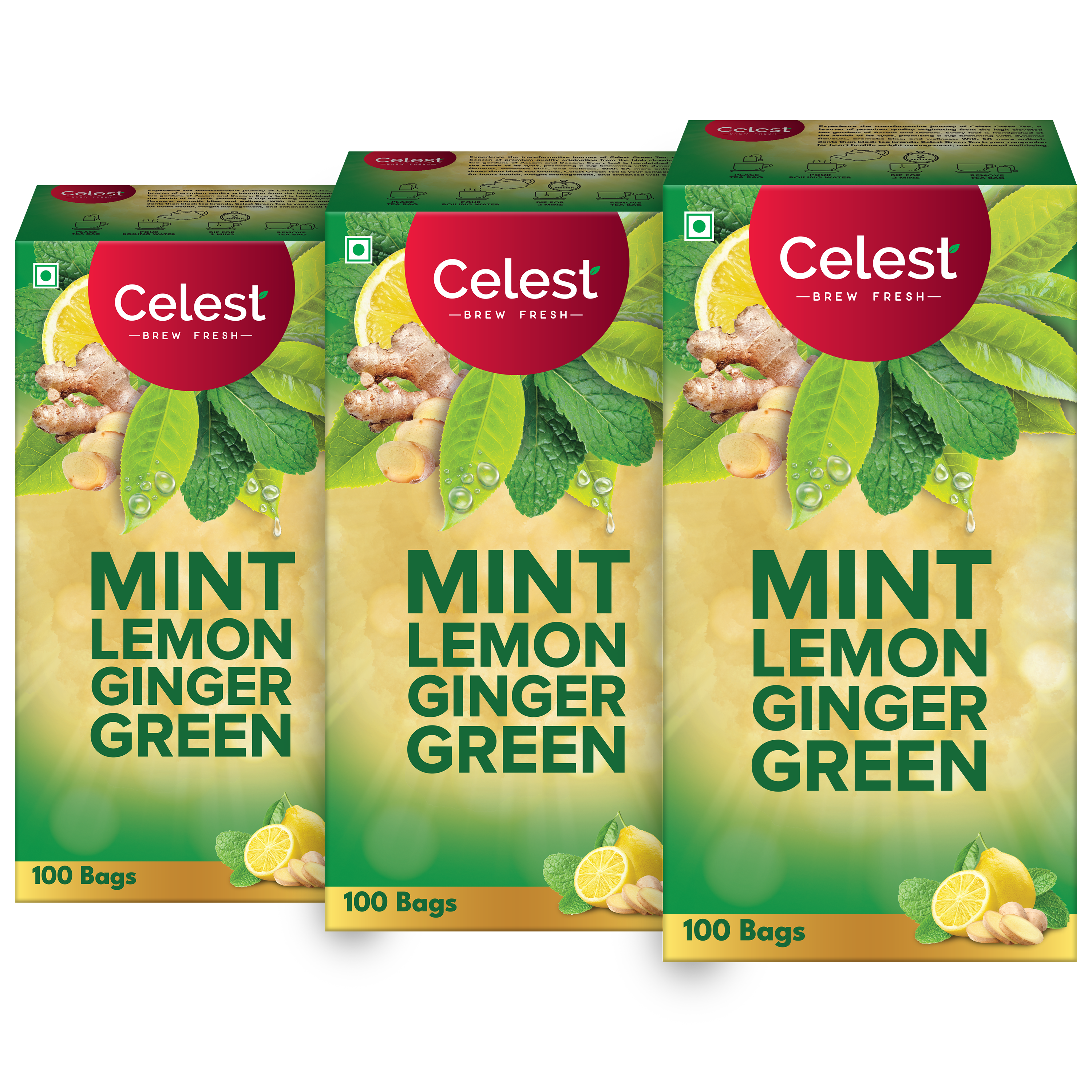 Celest Mint Lemon Ginger Green Tea Bags