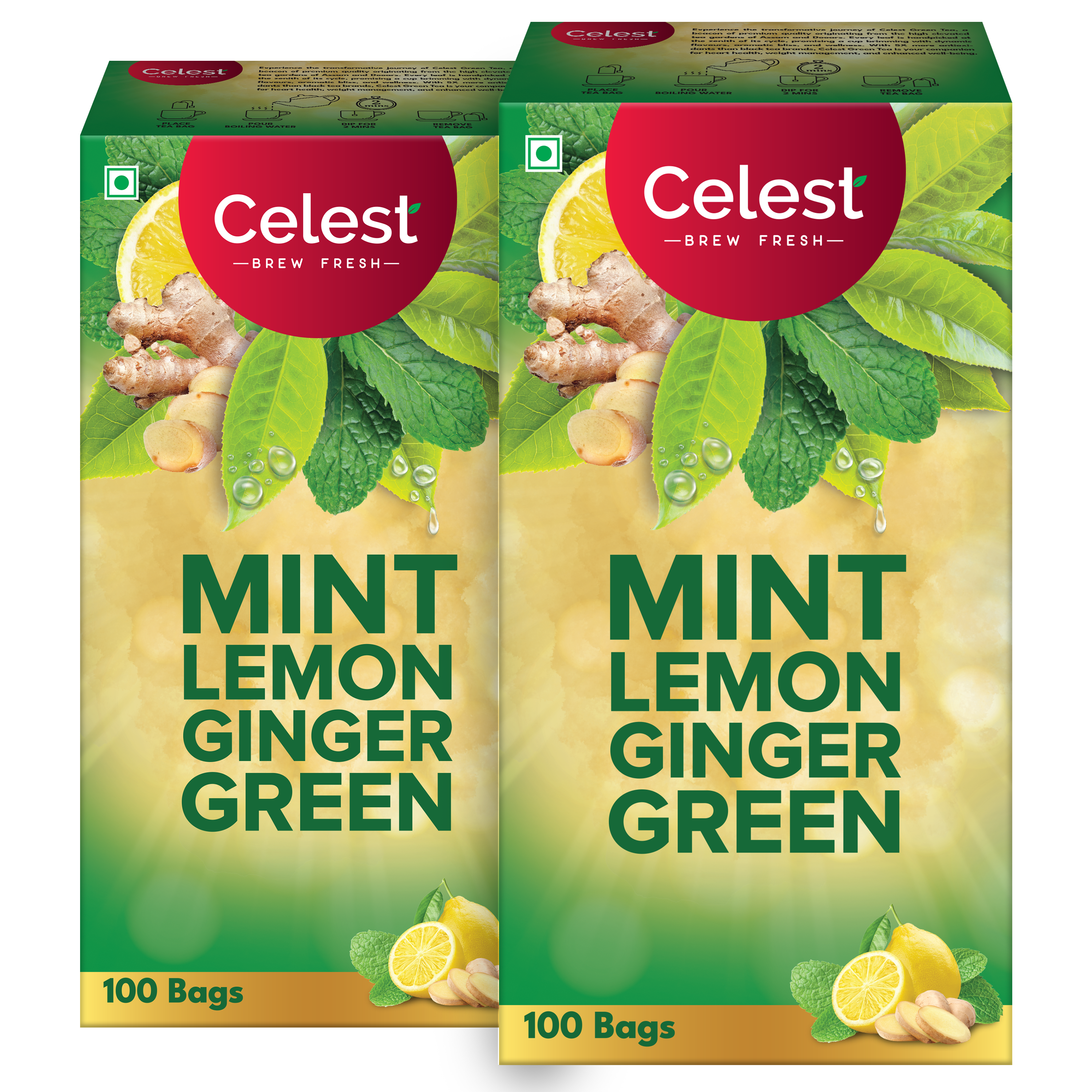 Celest Mint Lemon Ginger Green Tea Bags