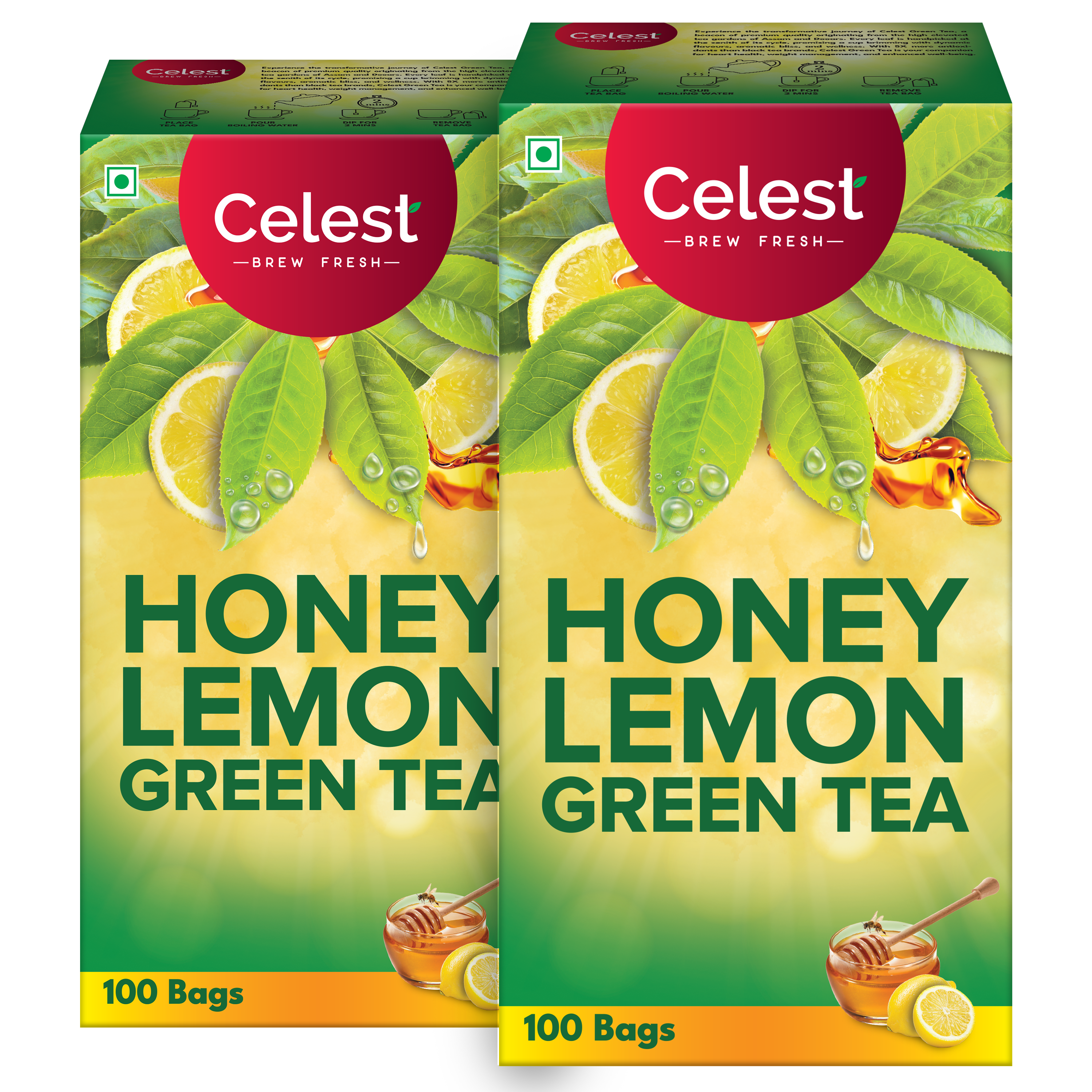 Celest Honey Lemon Green Tea Bags