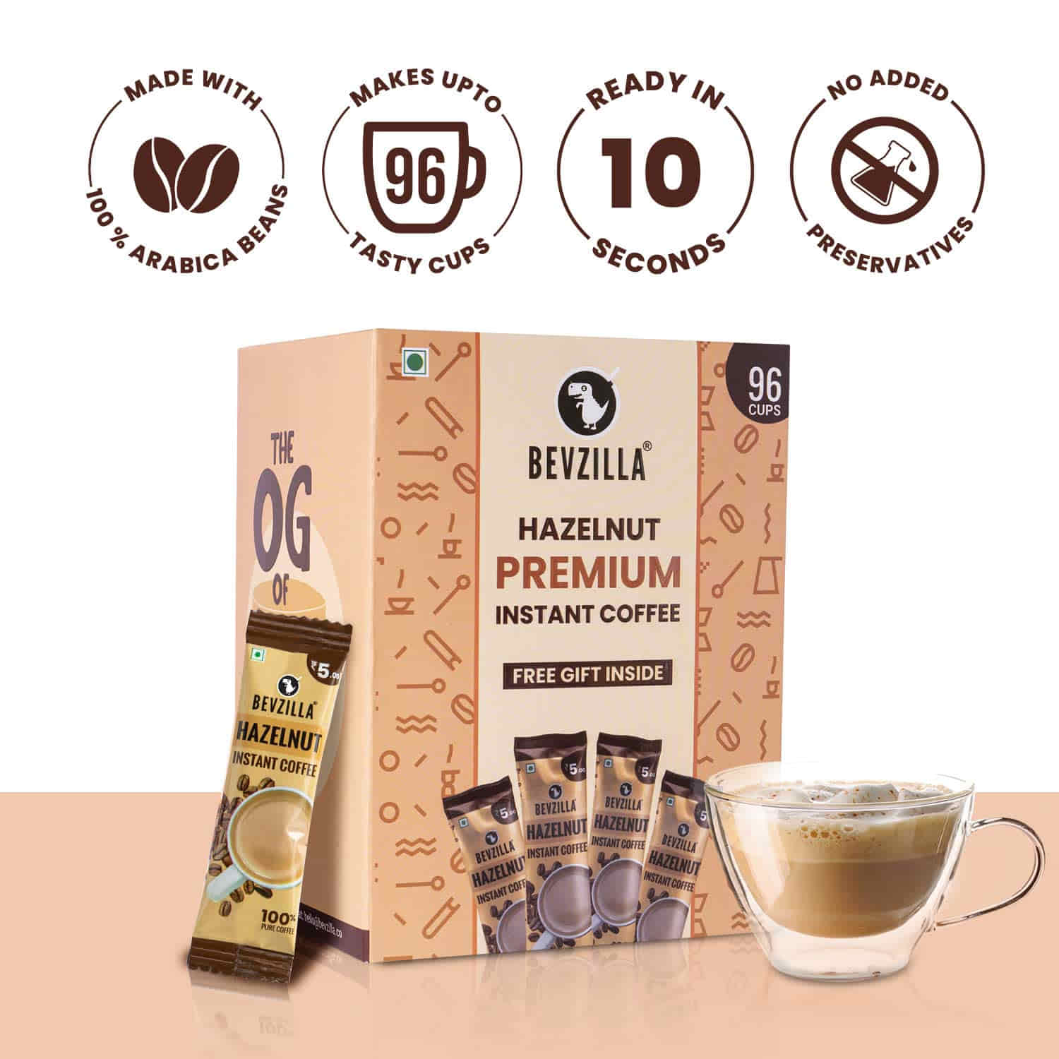 96 Hazelnut Coffee Sachets Box