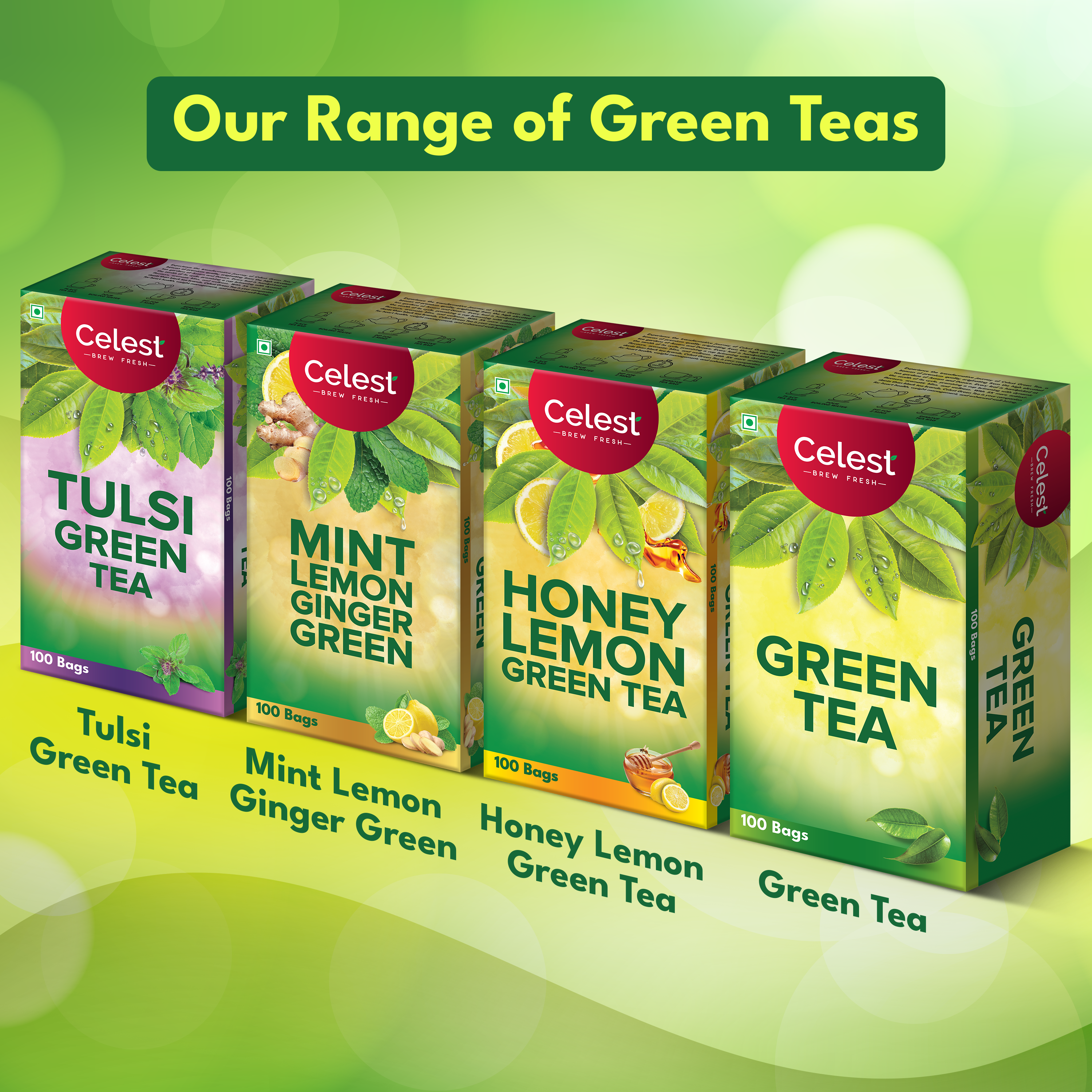 Celest Mint Lemon Ginger Green Tea Bags