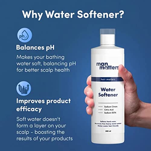 Man Matters Water Softener 500ml | Instant Hard Water Softening Agent | Reduces Hair Fall & Skin Itching | Disables Calcium & Magnesium & Maintains pH Level | Easy to Use Solution