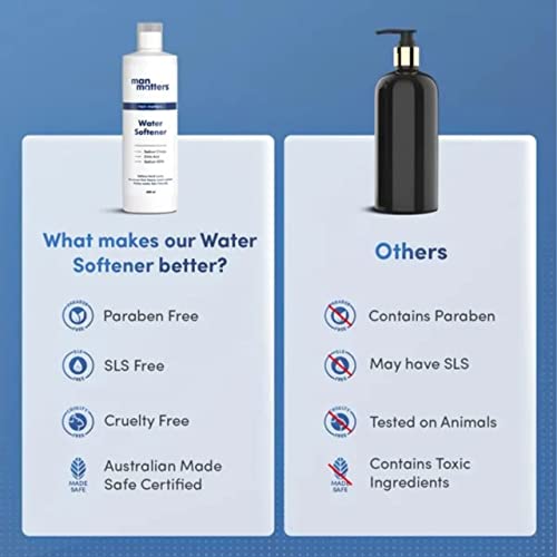 Man Matters Water Softener 500ml | Instant Hard Water Softening Agent | Reduces Hair Fall & Skin Itching | Disables Calcium & Magnesium & Maintains pH Level | Easy to Use Solution