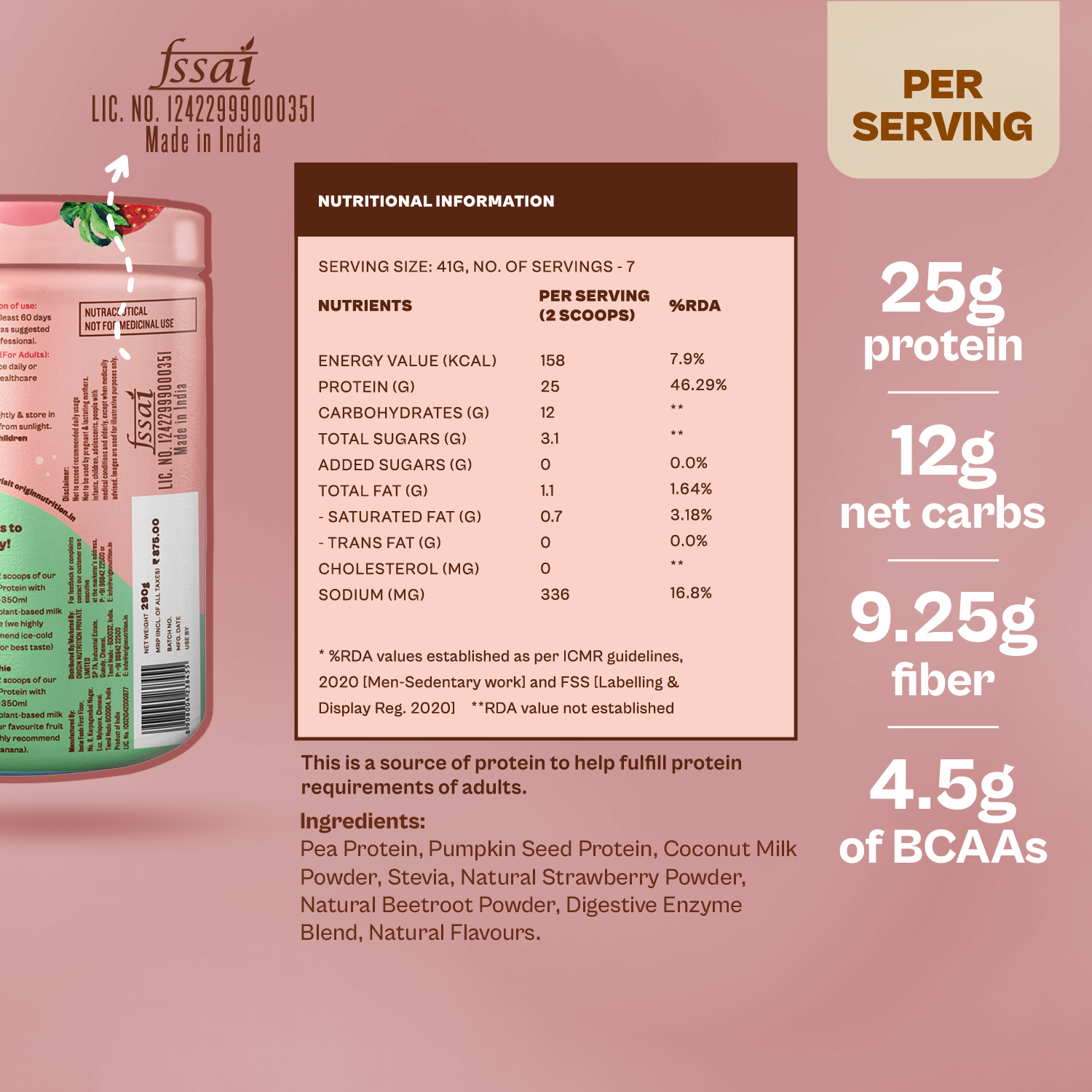 Strawberry Natural Plant Protein Powder