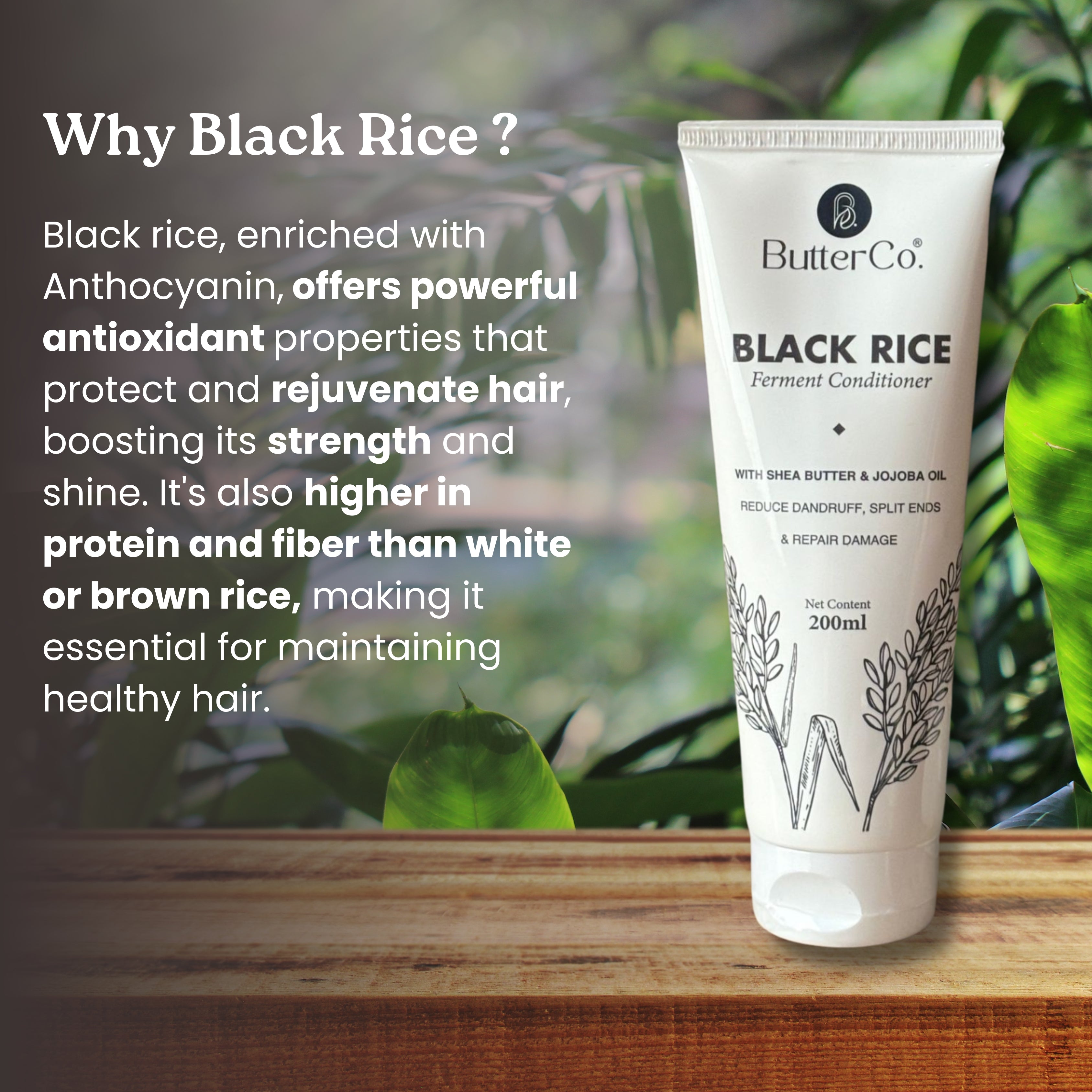 Black Rice Water Conditioner For Straight Dry Frizzy Hair