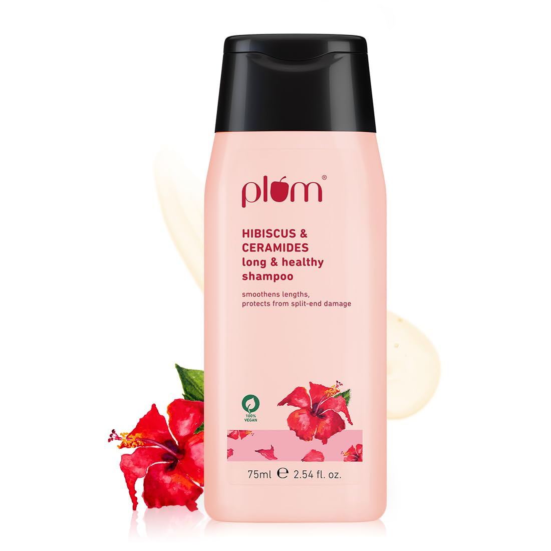 Plum Hibiscus & Ceramides Shampoo | For Silky, Smooth, Long Hair & Split End Repair | Shampoo for Women and Men | 75ml