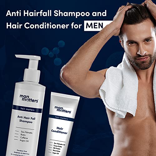 Man Matters Anti Hair Fall Shampoo And Conditioner For Men|Dht Blocker|Helps In Deep Nourishment And Frizzy-Free Hair|Sls&Paraben Free|Pack Of 2|300Ml Shampoo And 90Ml Conditioner,390 Grams