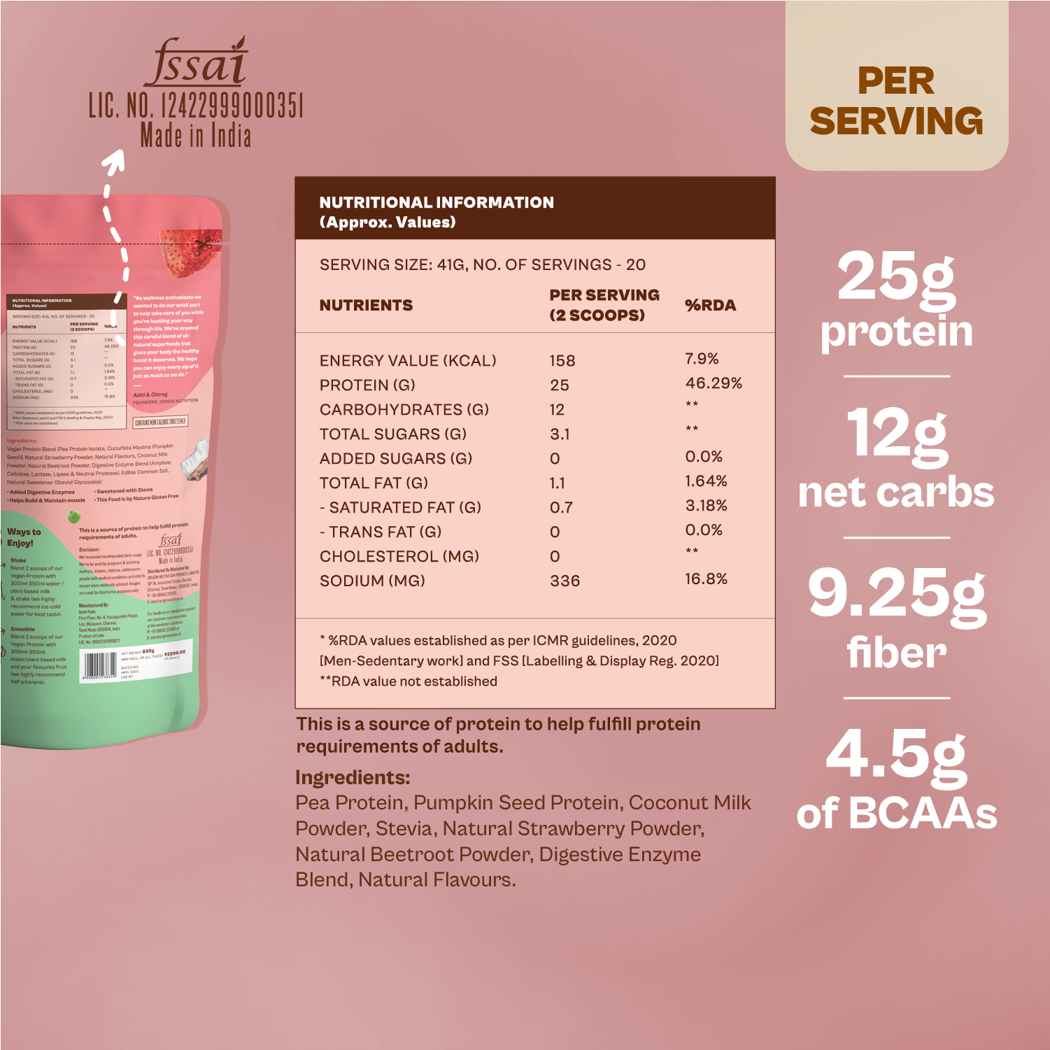 Strawberry Natural Plant Protein Powder