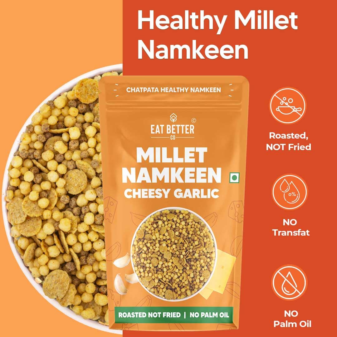 Millet Namkeen Cheesy Garlic Roasted Snacks