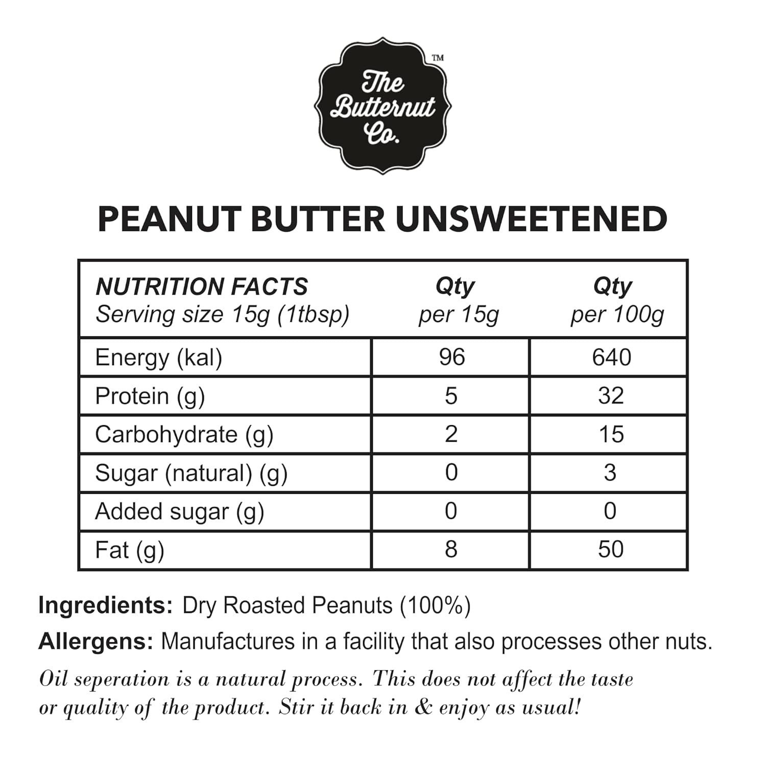 Creamy Unsweetened Natural Peanut Butter