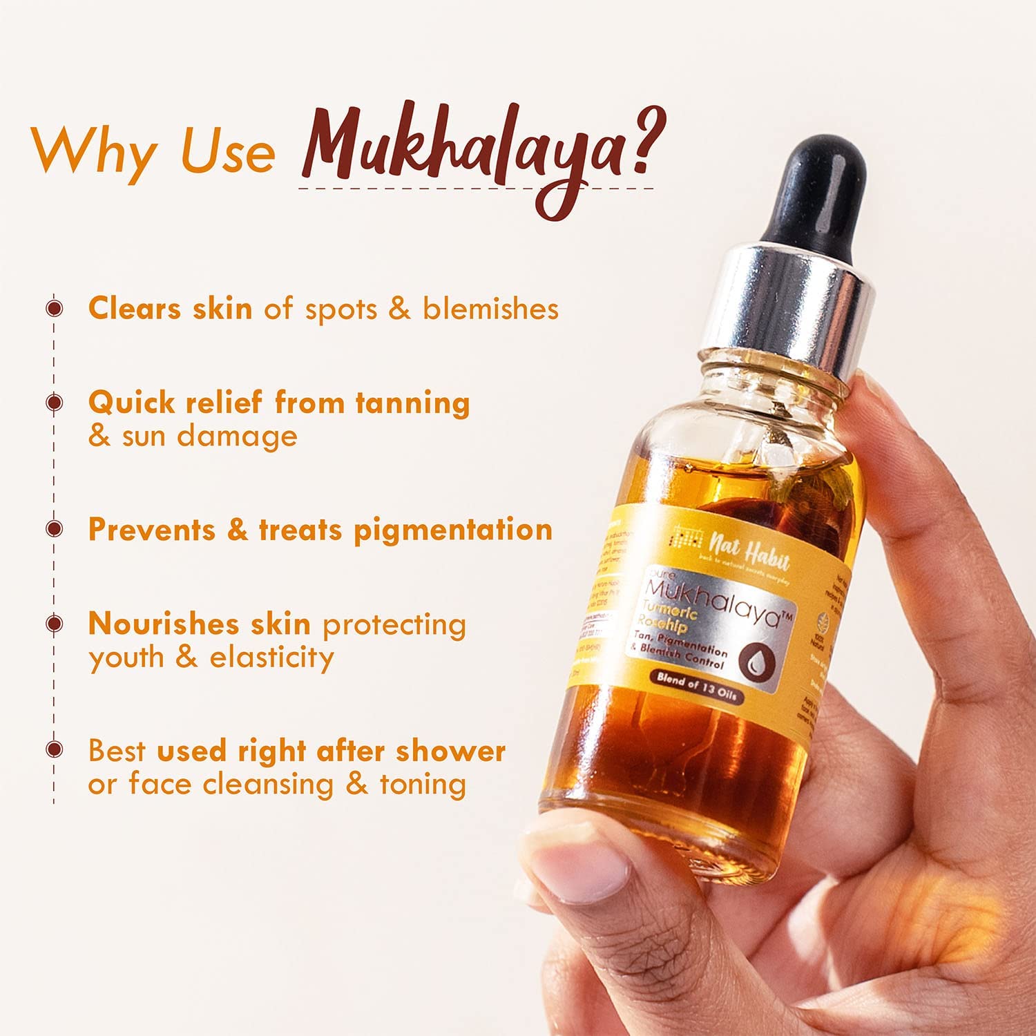 Turmeric Rosehip Mukhalaya Face Oil For Tan