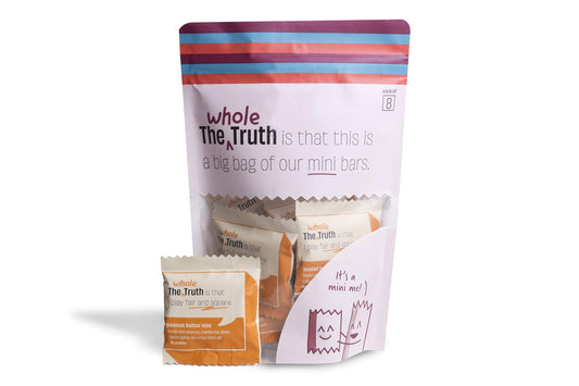 The Whole Truth - Mini Protein Bars - Peanut Butter - Pack of 8-8 x 27g - No Added Sugar - All Natural